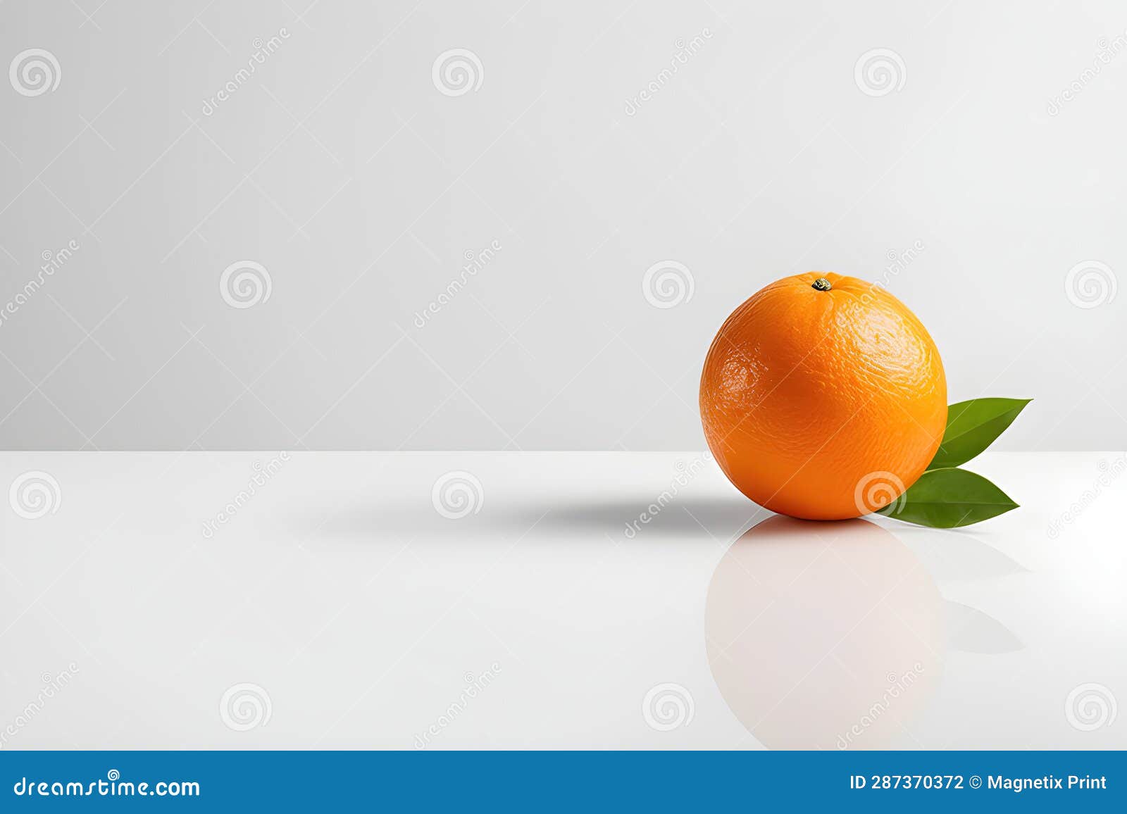 Orange with Green Leaves Isolated on White Background Stock