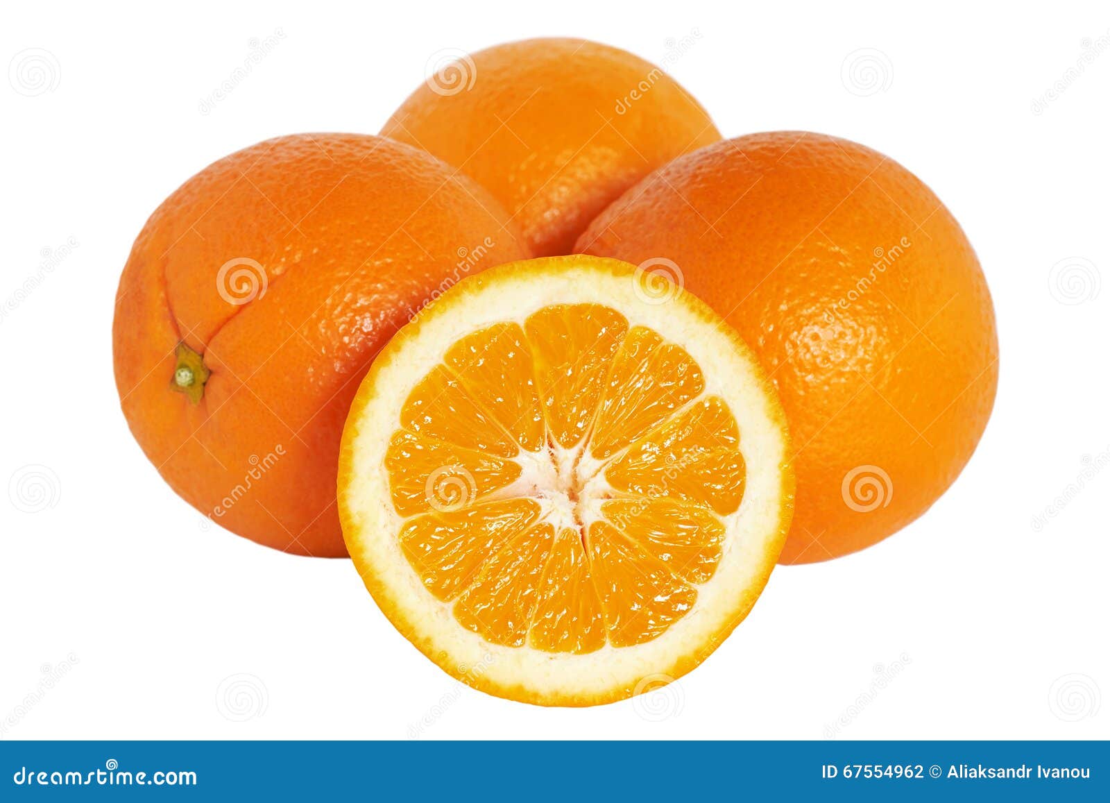 Orange. Group of Oranges Isolated on a White Background. Stock Photo