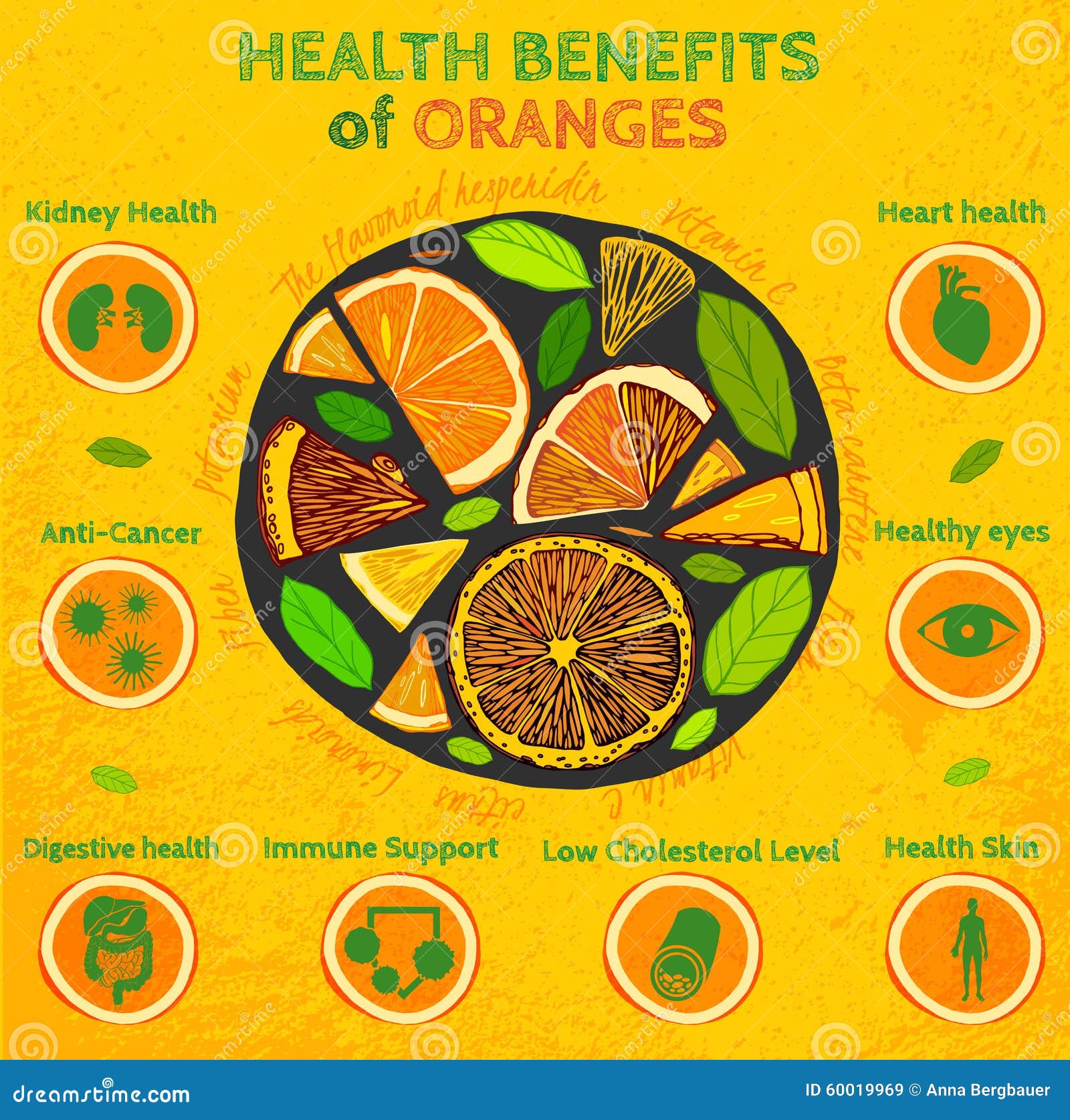 Orange Health Benefits Stock Vector Image 60019929 regarding Health Benefits Of Oranges