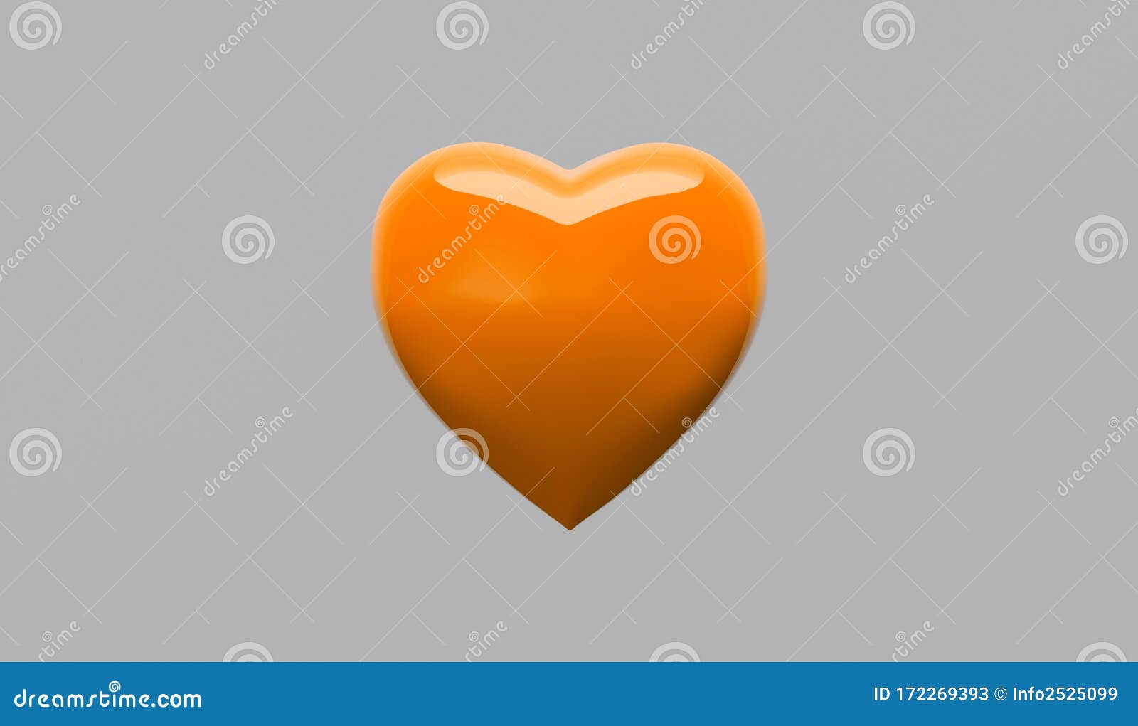 orange heart on white background valentine`s day