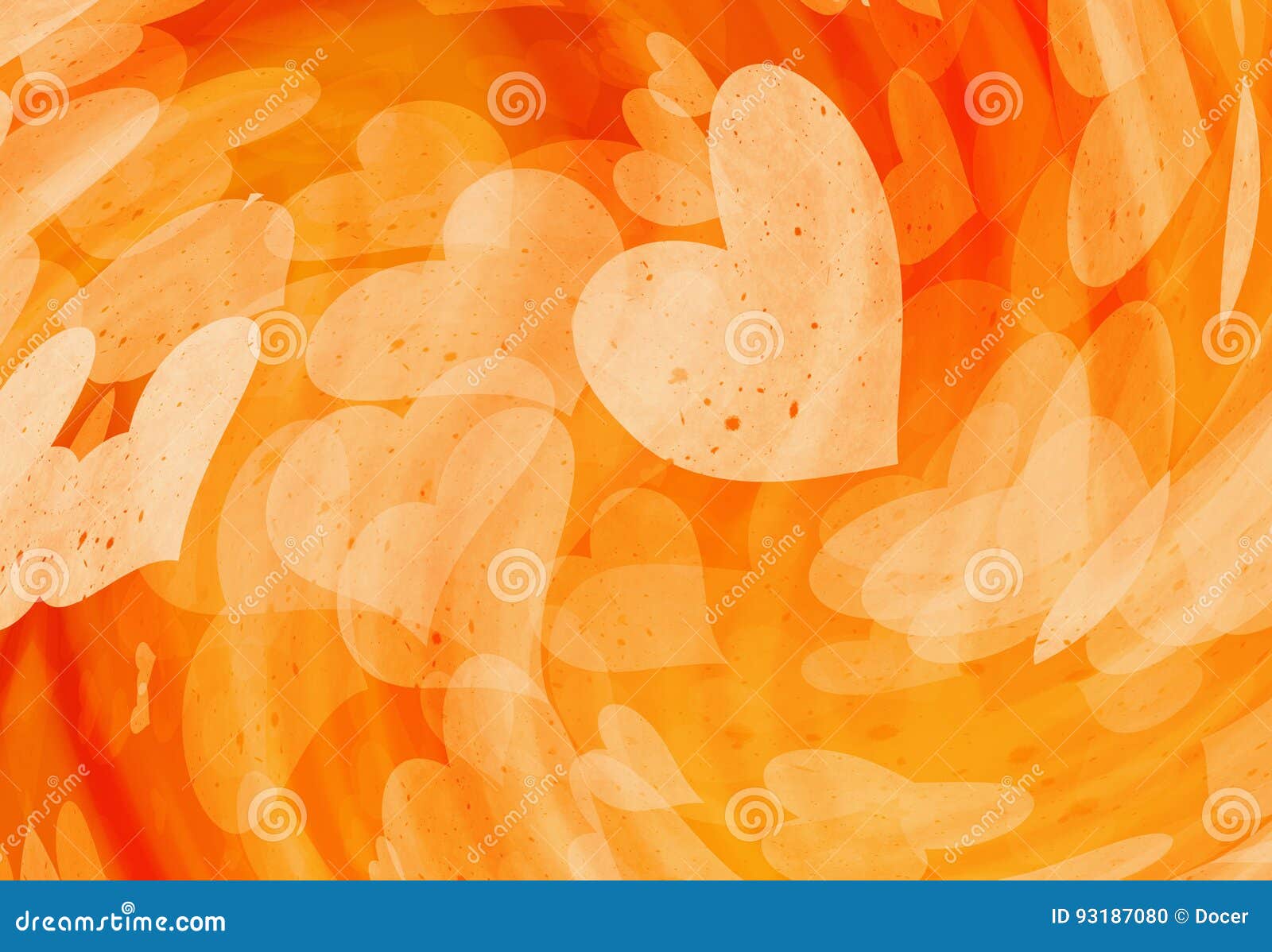 Orange Hearts Backgrounds of Love Symbol Stock Illustration