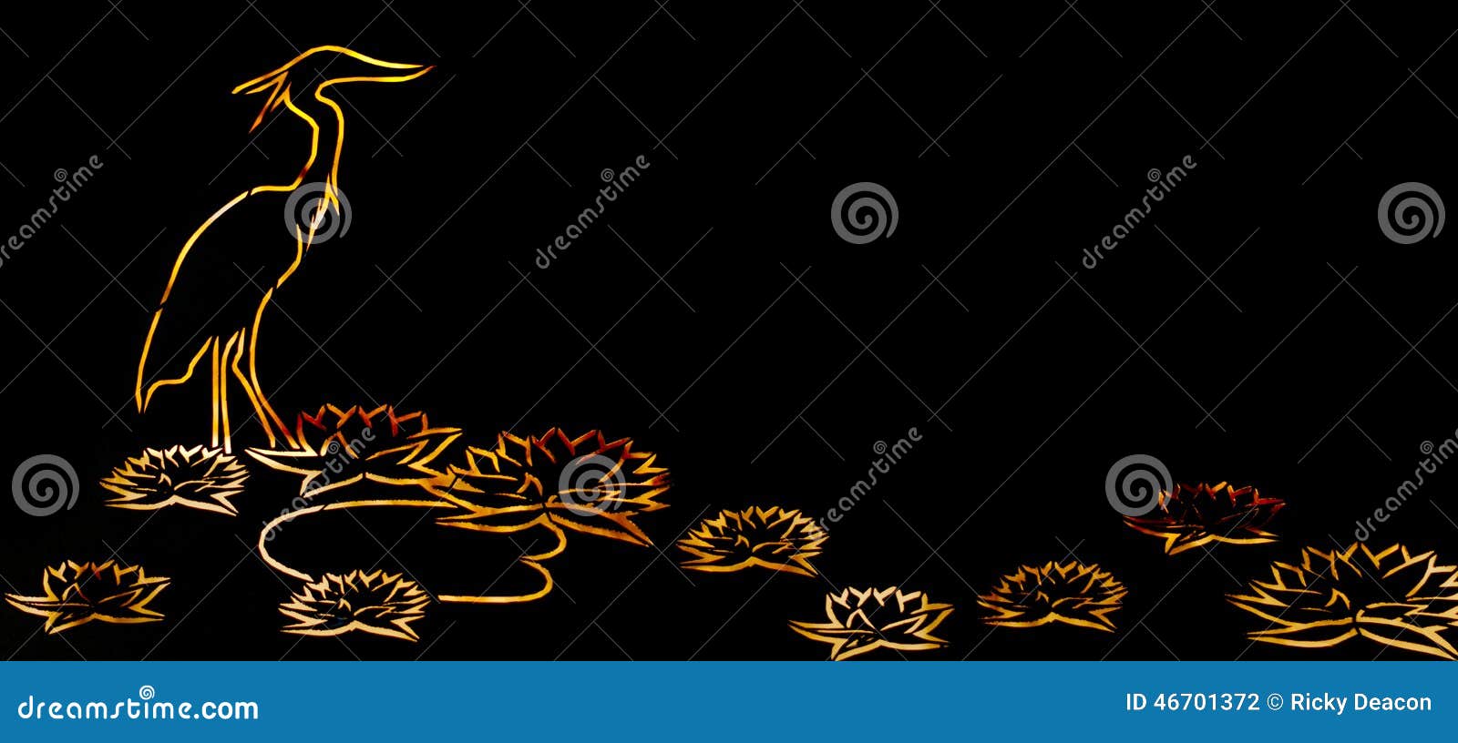Heron and Lotus Flowers stock photo. Image of background 46701372