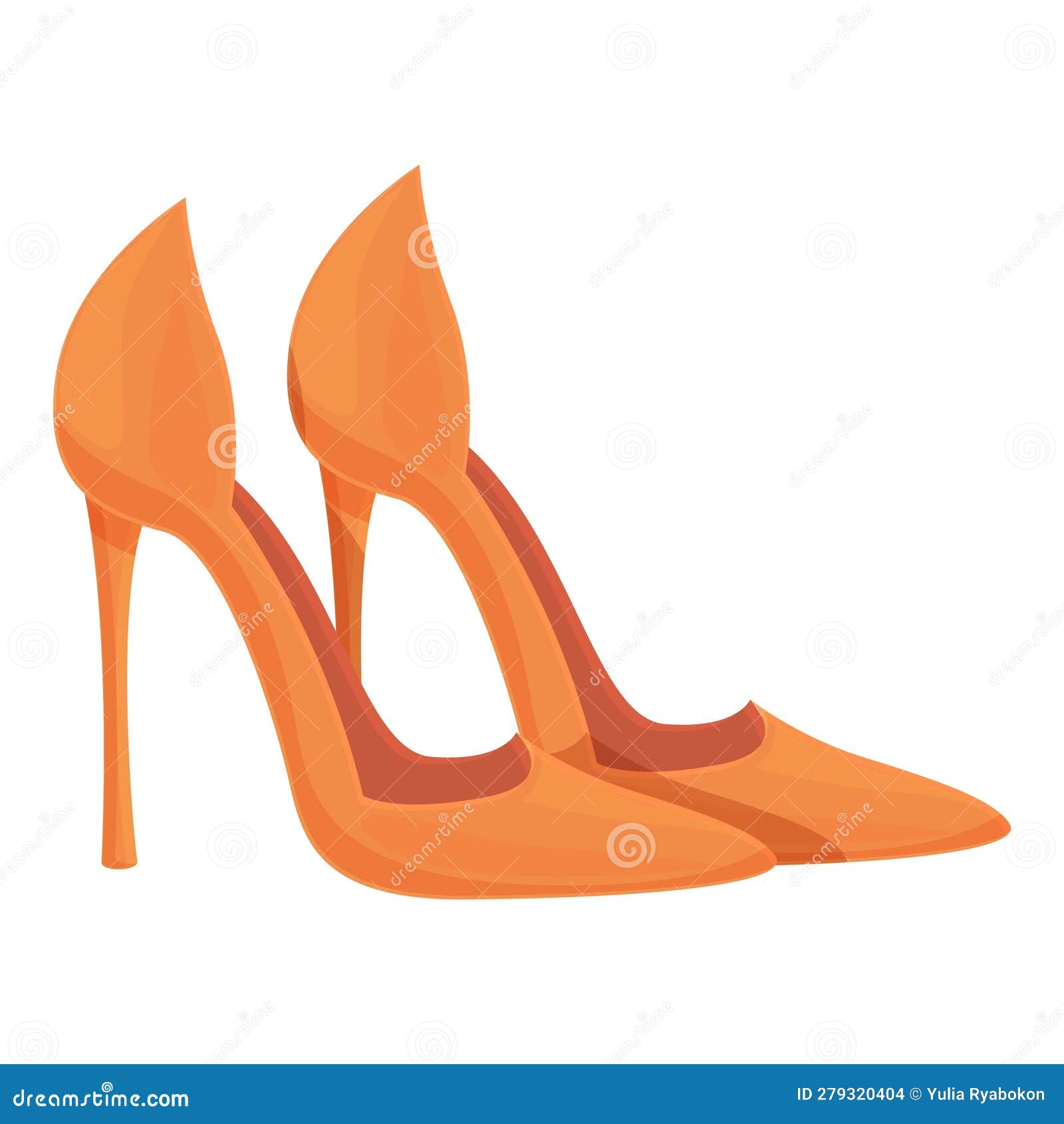 Orange High Heels Shoes Icon Cartoon Vector. Women Fashion Stock Vector ...