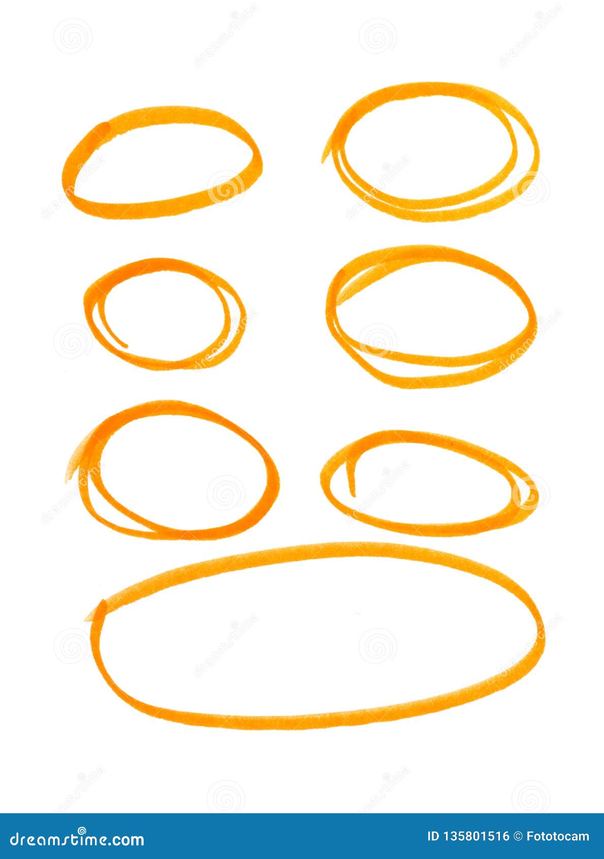 Orange Highlighter Circles on White Background Stock Illustration