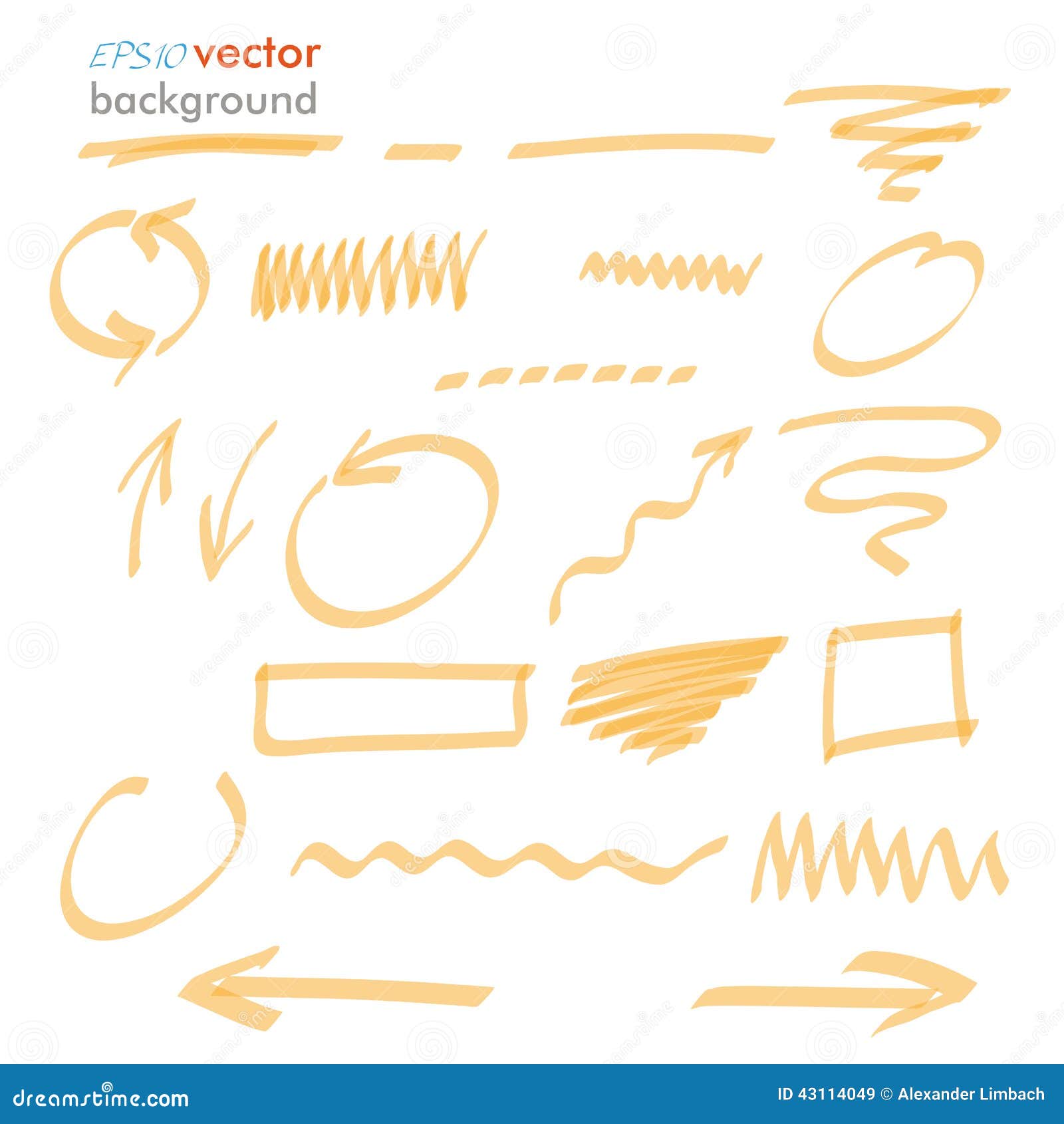 Orange Highlighter Elements Stock Vector Illustration of pencil