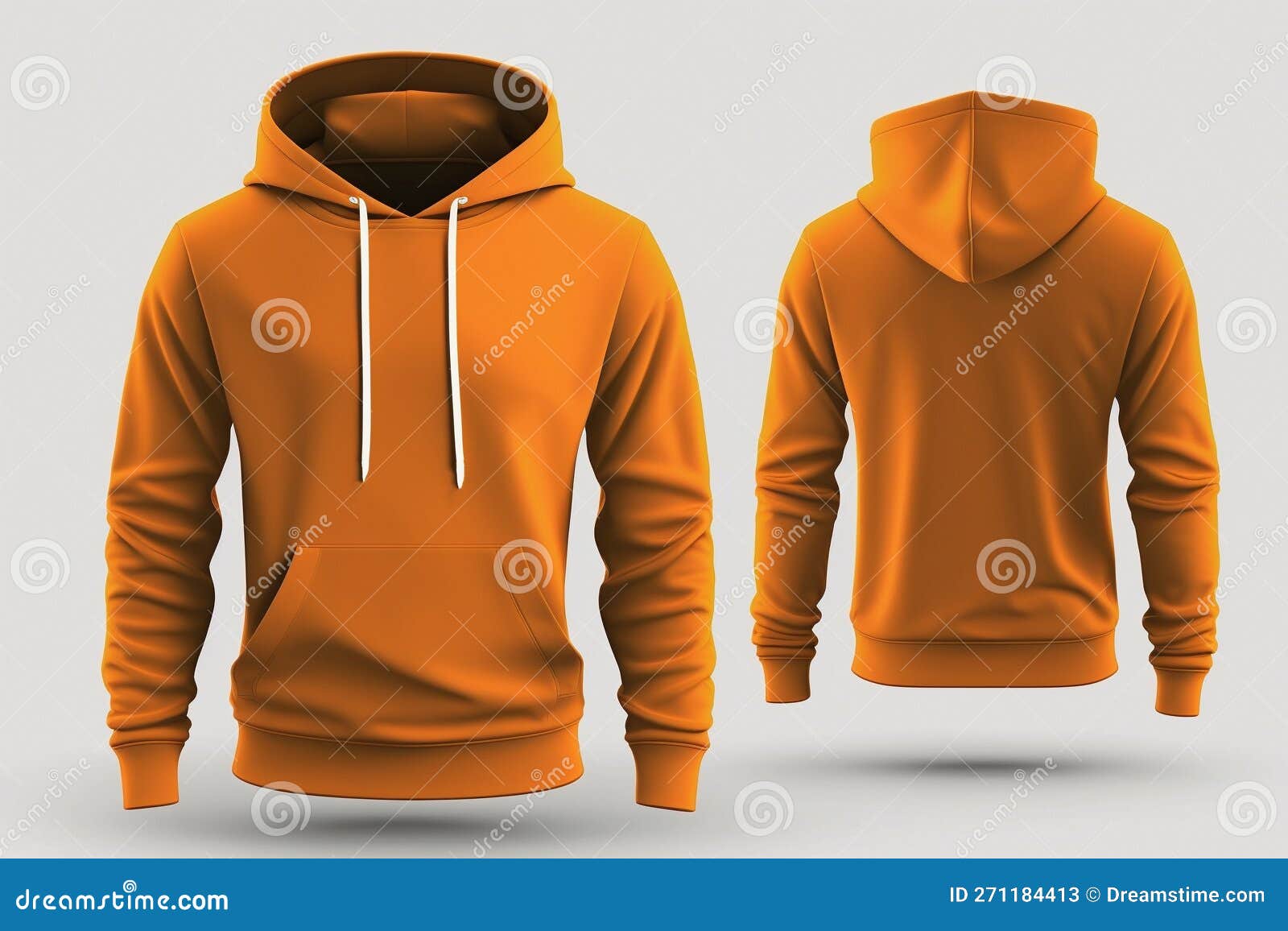 Orange Hoodie Mockup, Template for Design Stock Illustration