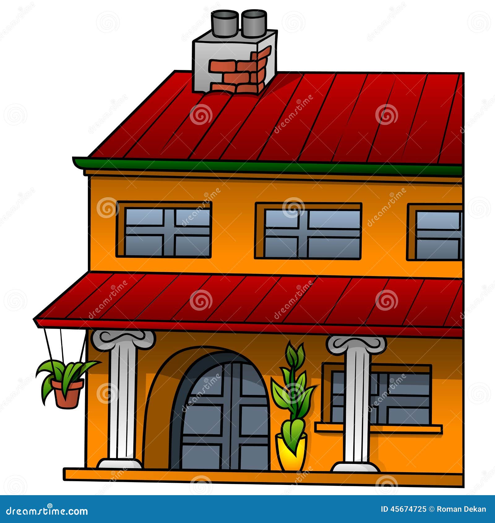 Orange House stock vector. Illustration of painting, hand 45674725