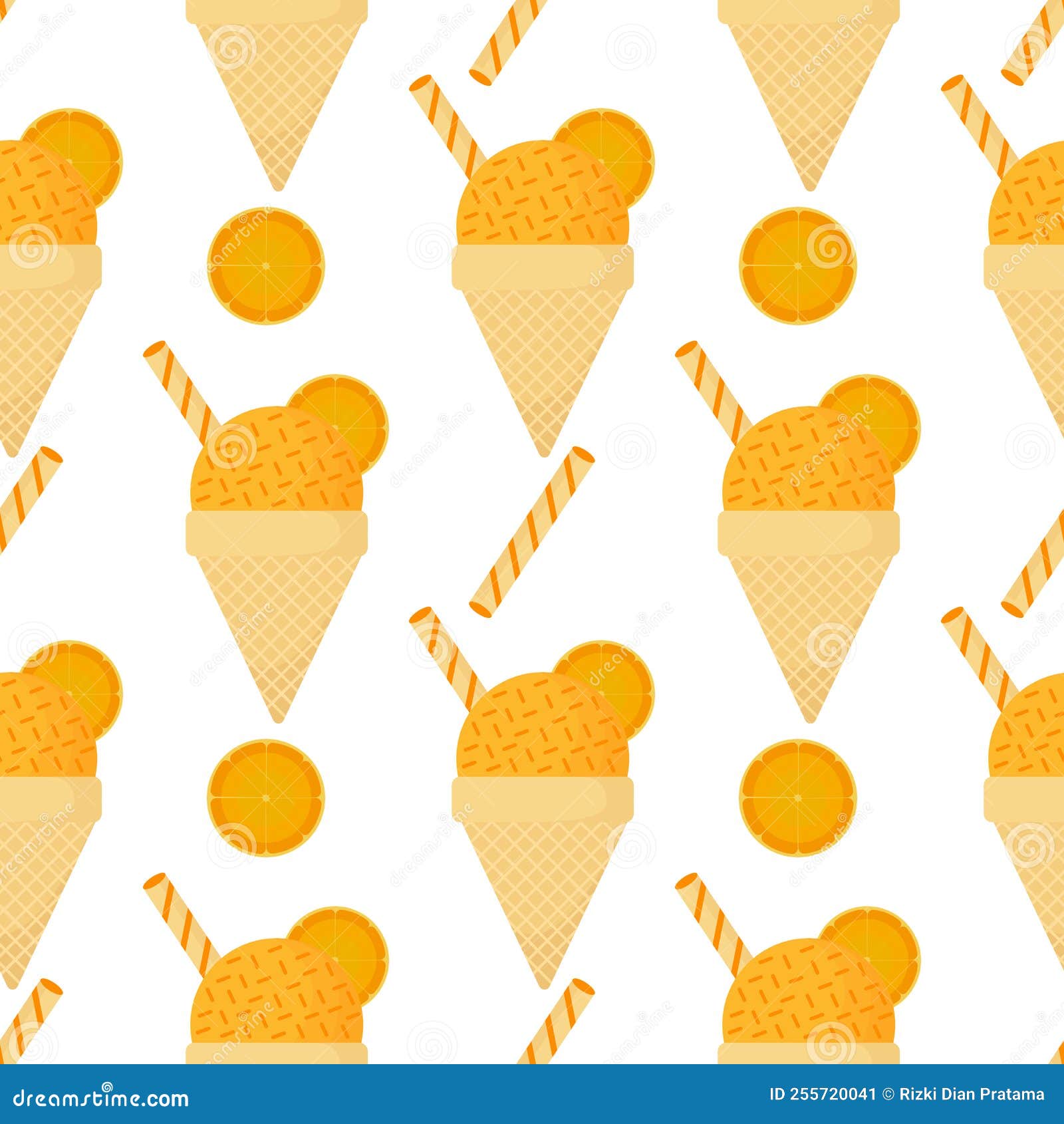 Orange Ice Cream Seamless Pattern Stock Vector Illustration of citrus