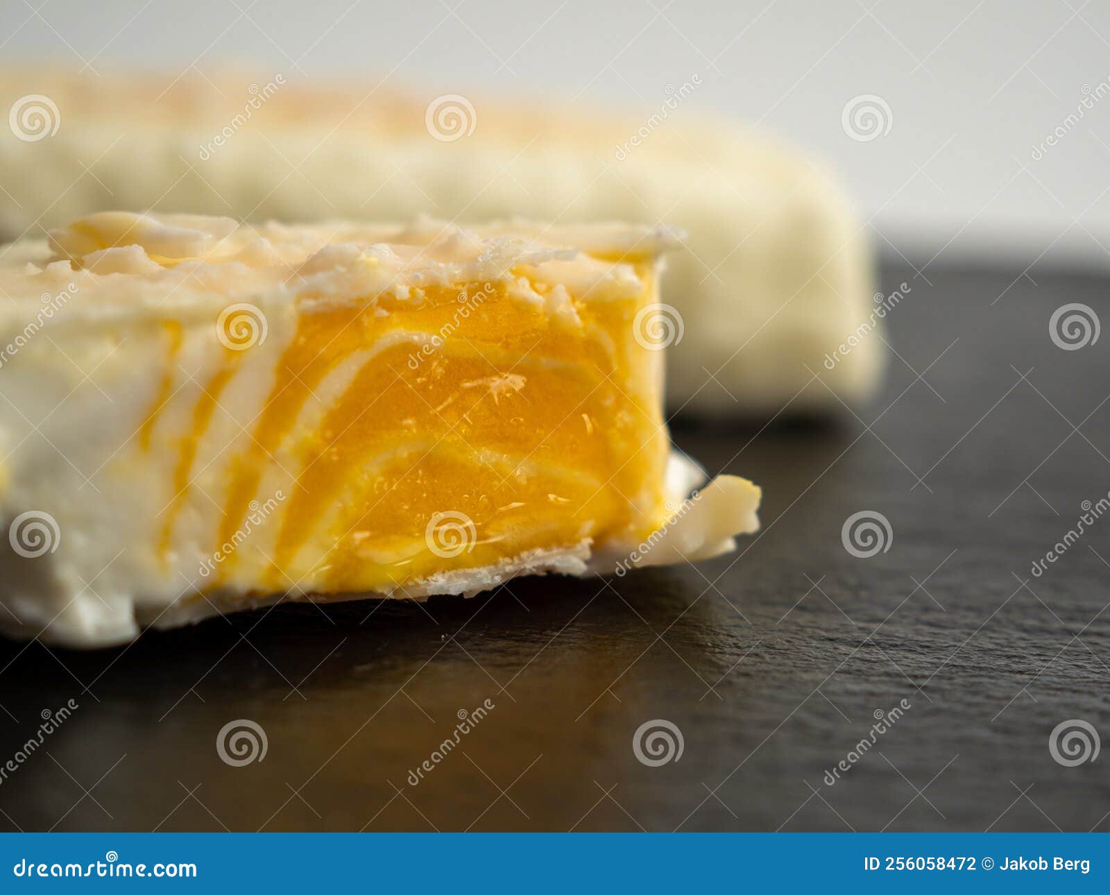 Orange Ice Cream with White Milk Chocolate. Stock Photo Image of
