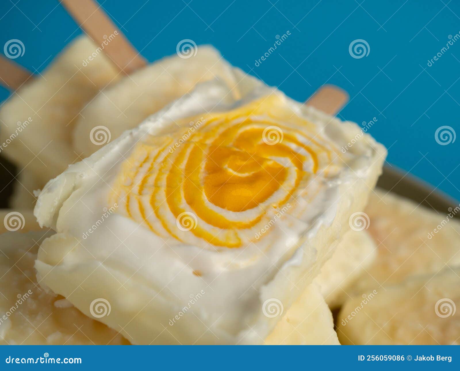 Orange Ice Cream with White Milk Chocolate. Stock Photo Image of