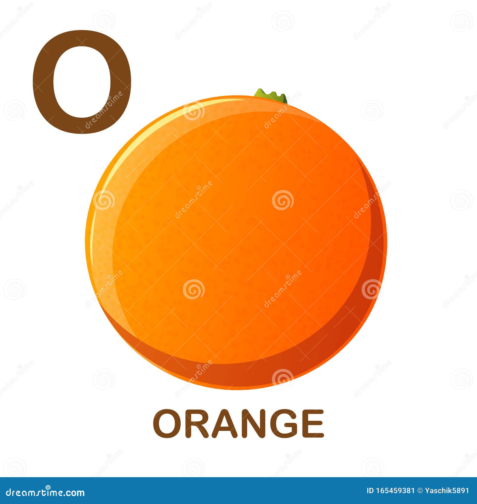 Orange Icon with Letter O. Cartoon Style Object. Vector Illustration. Stock  Vector - Illustration of letter, vegetable: 165459381