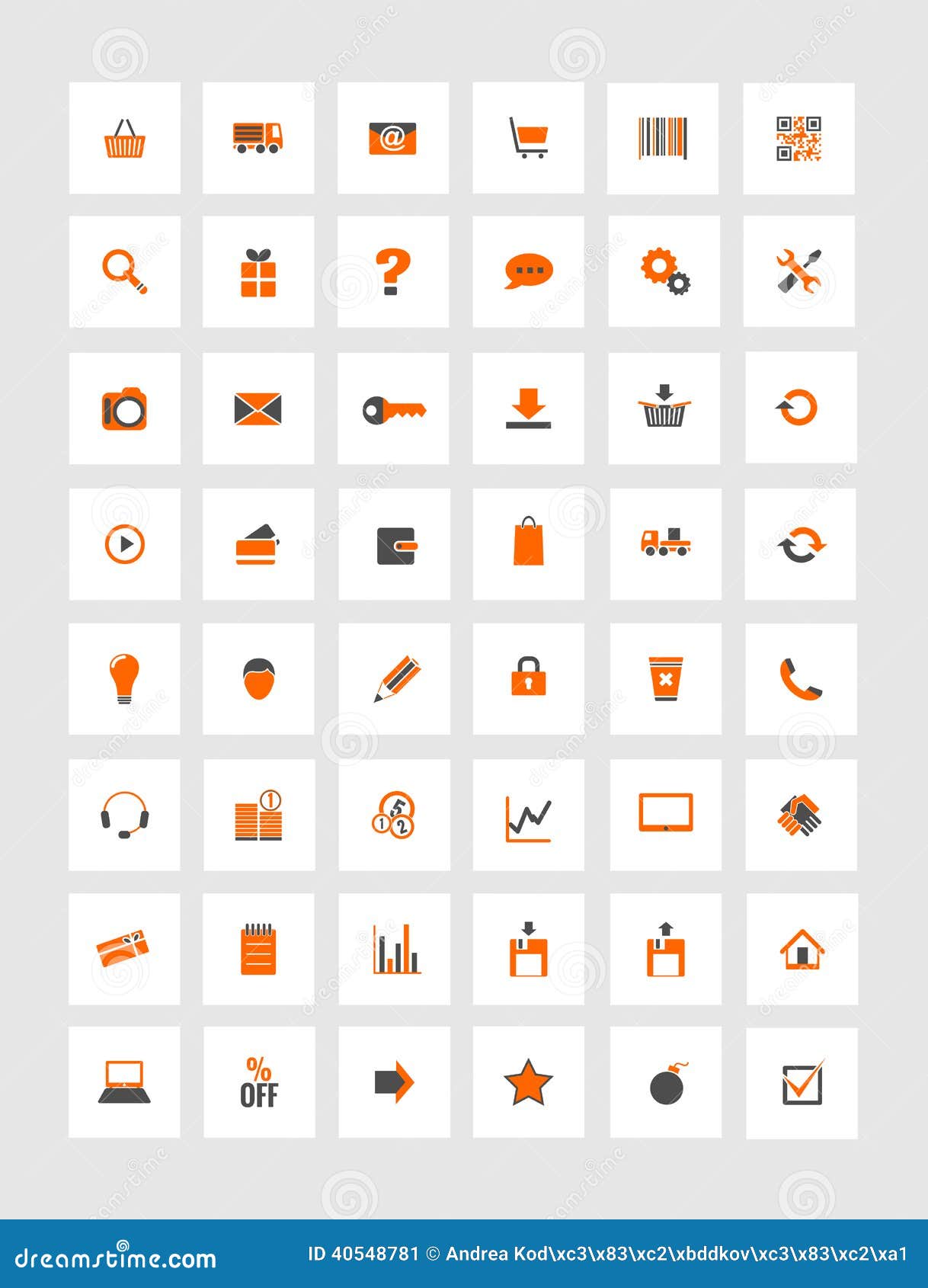 orange icons for eshop, suitable for flat 