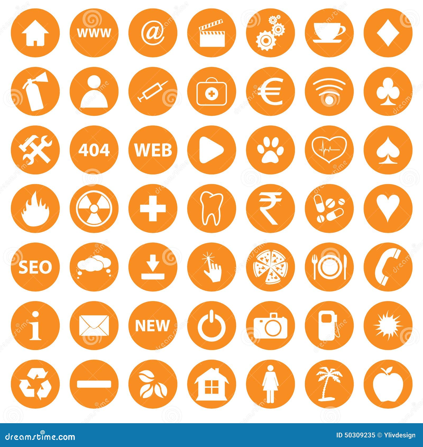 Orange icons set stock vector. Illustration of download - 50309235