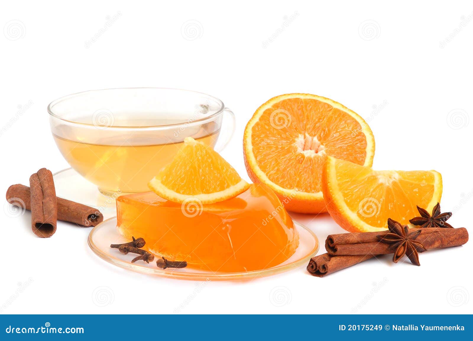 Orange jelly and tea stock image. Image of dessert, drink 20175249