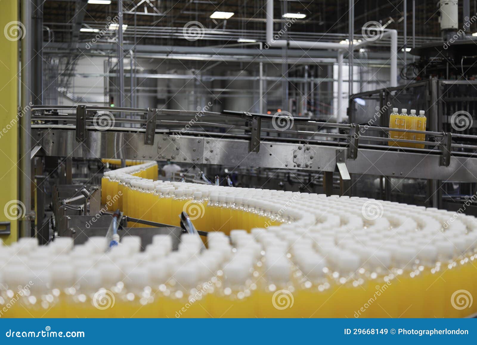 Orange Juice Bottles On Production Line Royalty Free Stock ...