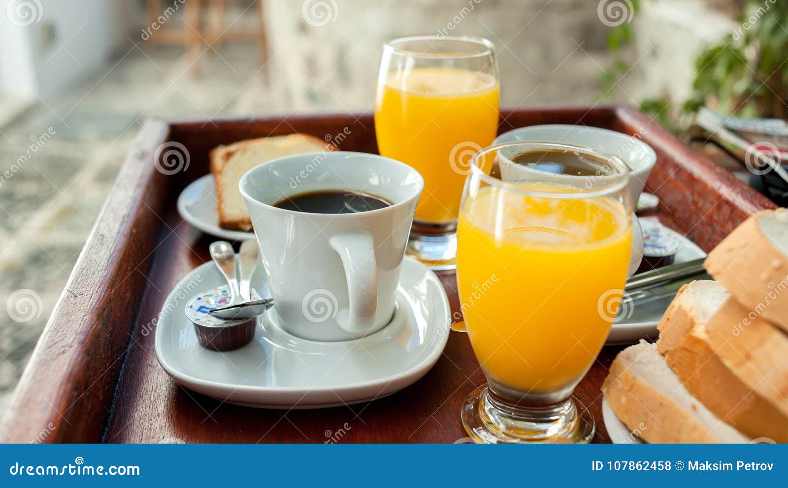 orange juice and coffee as a part of a continental breakfast