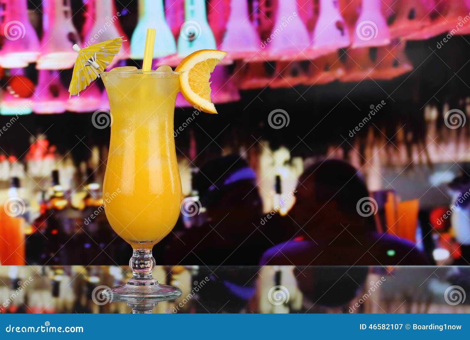 Orange Juice Fruit Cocktail in a Bar with Copy Space Stock Image