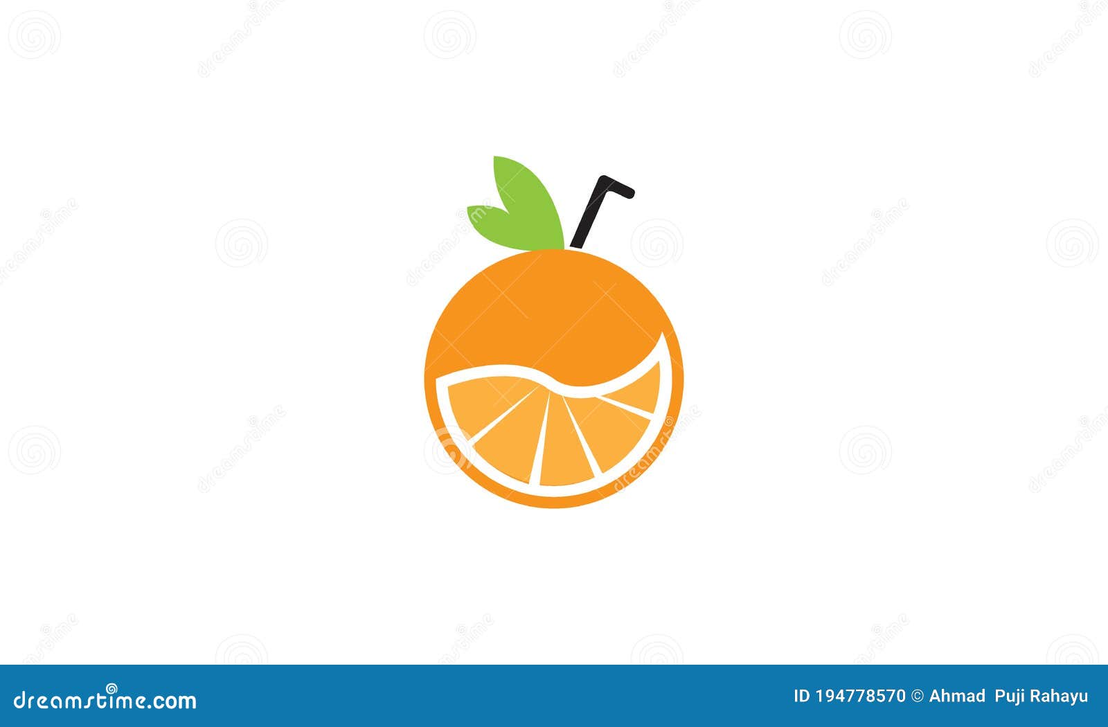 Orange Juice Fruit with Straw Drink Fresh Logo Design Icon Stock Vector