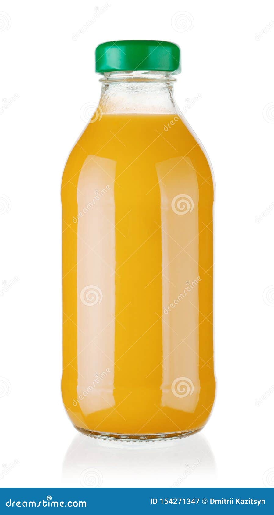 Orange Juice in a Glass Bottle Isolated on White Stock Image Image of