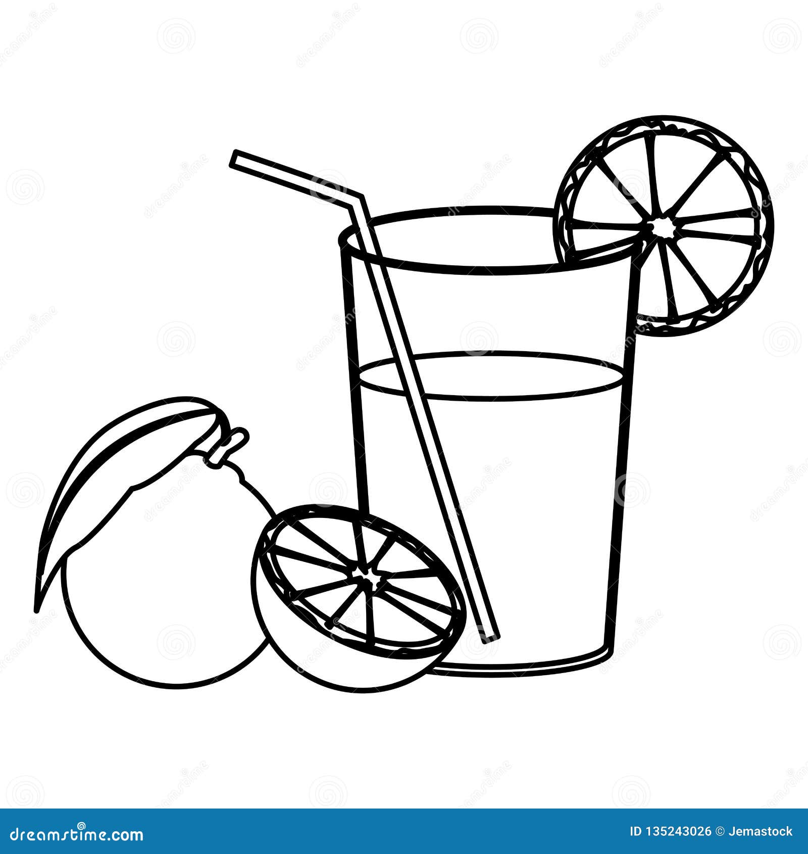 Orange Juice Clipart Black And White