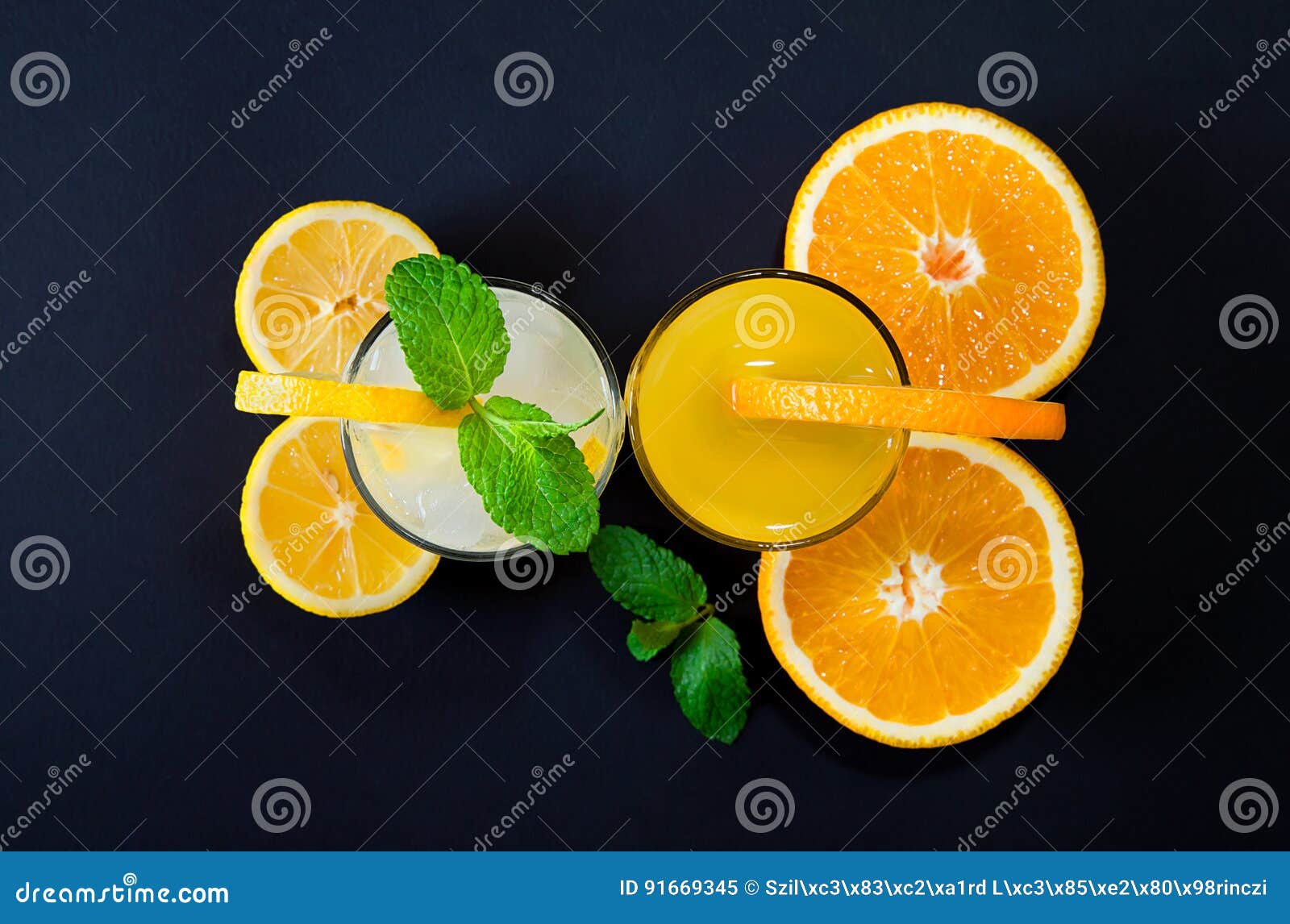 Orange Juice and Lemonade with Mint Stock Image Image of nature