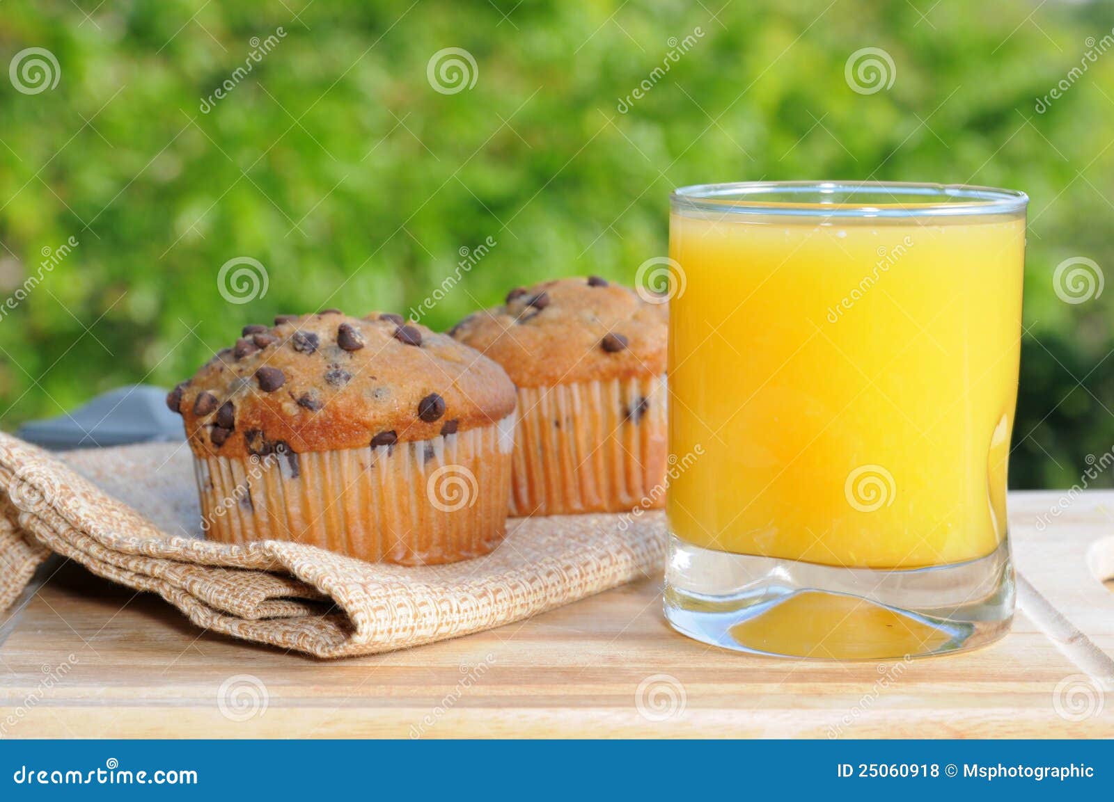 Orange Juice And Muffins On The Patio Orange Juice And Muffins On The Patio Stock Photo Image