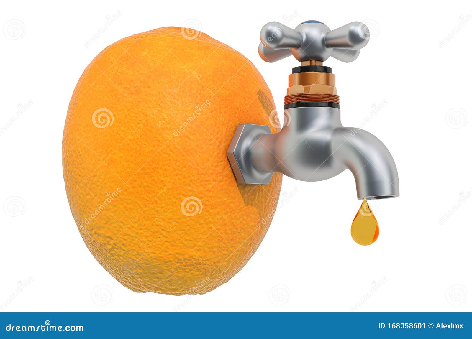 Orange Juice. Orange with Tap, 3D Rendering Stock Illustration -  Illustration of juicy, crane: 168058601