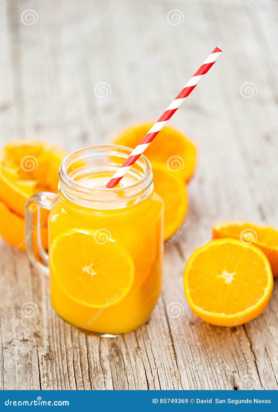 Orange Juice Squeezed in Glass Jar with Fund Rustic Stock Image Image