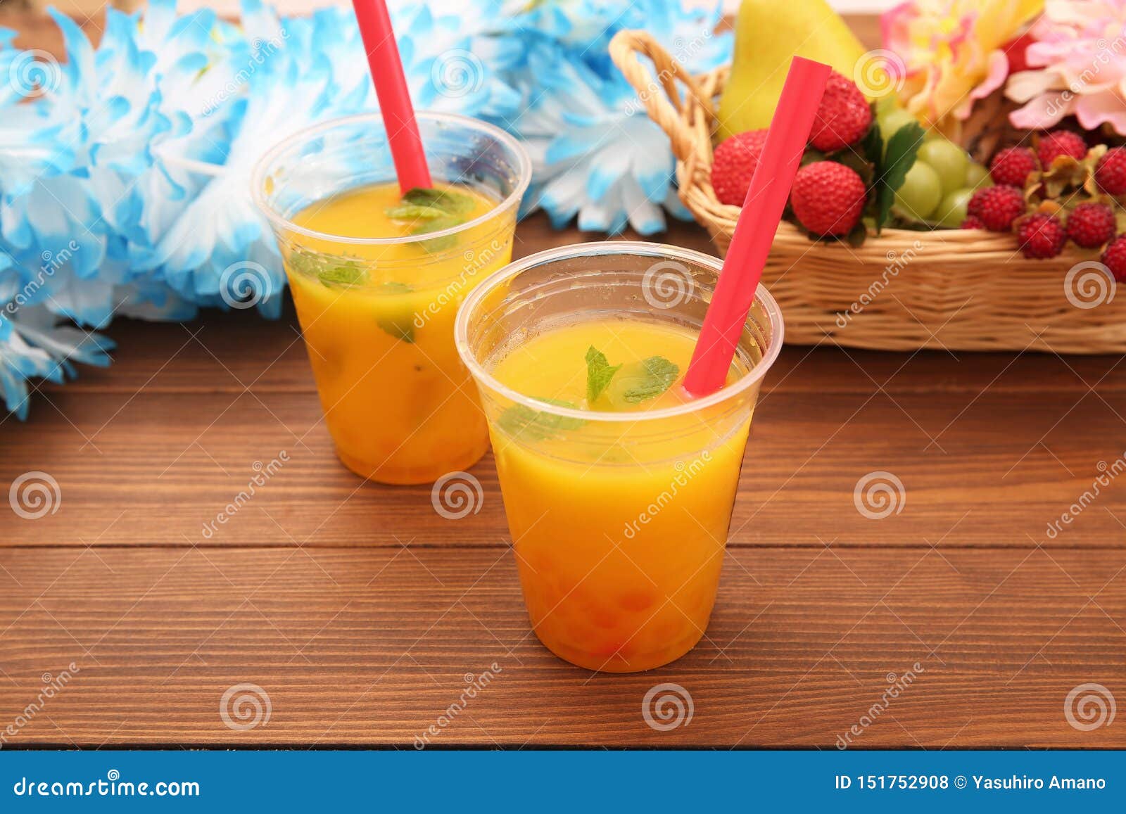 Orange juice with tapioca stock photo. Image of trendy 151752908