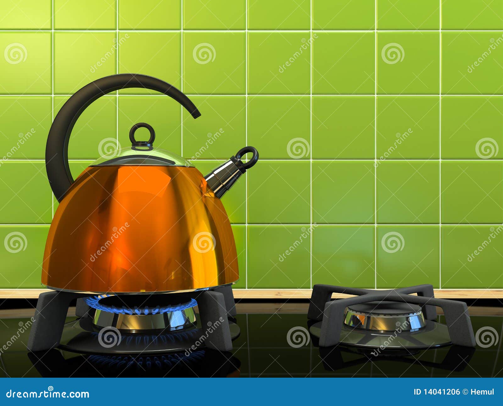 Orange Kettle on the Gasstove Stock Illustration Illustration of