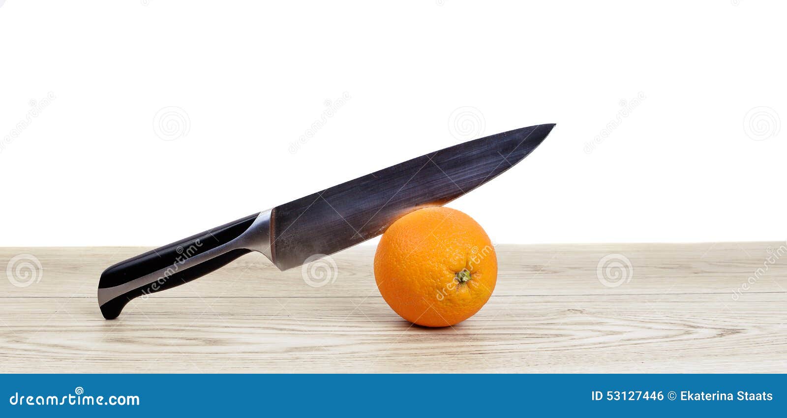Orange with knife stock photo. Image of isolated, color 53127446