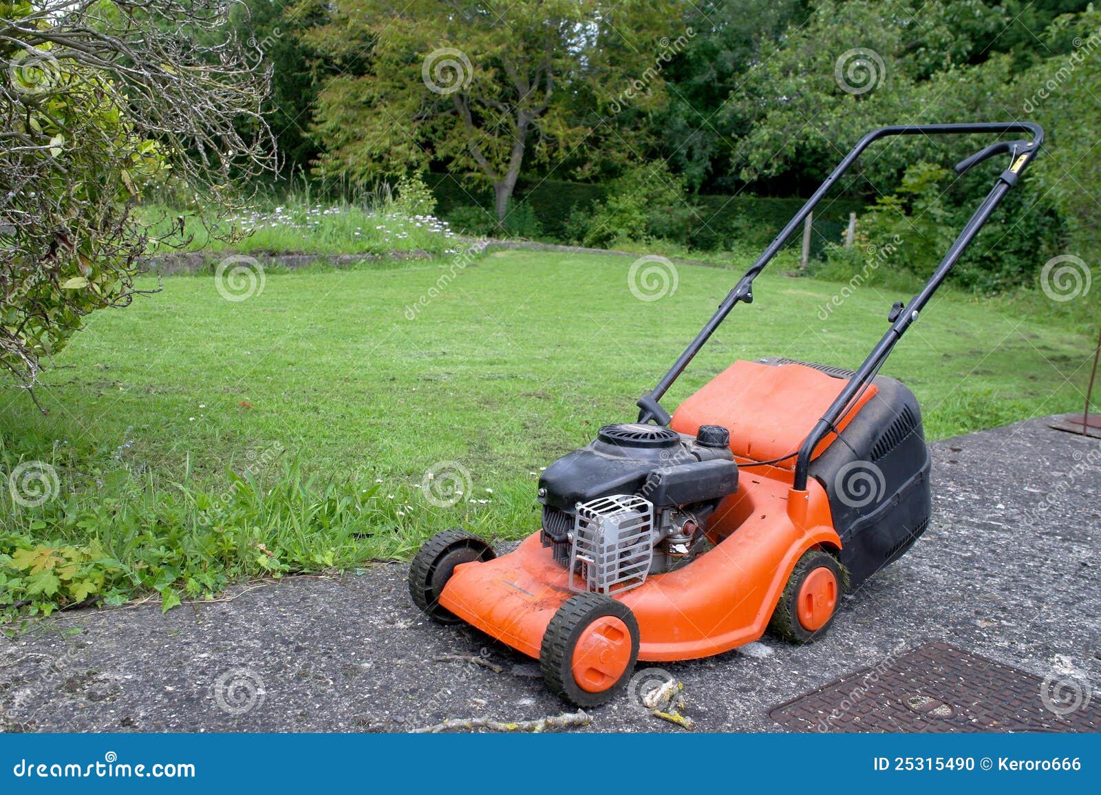 Orange lawn mower stock photo. Image of lawn, garden 25315490