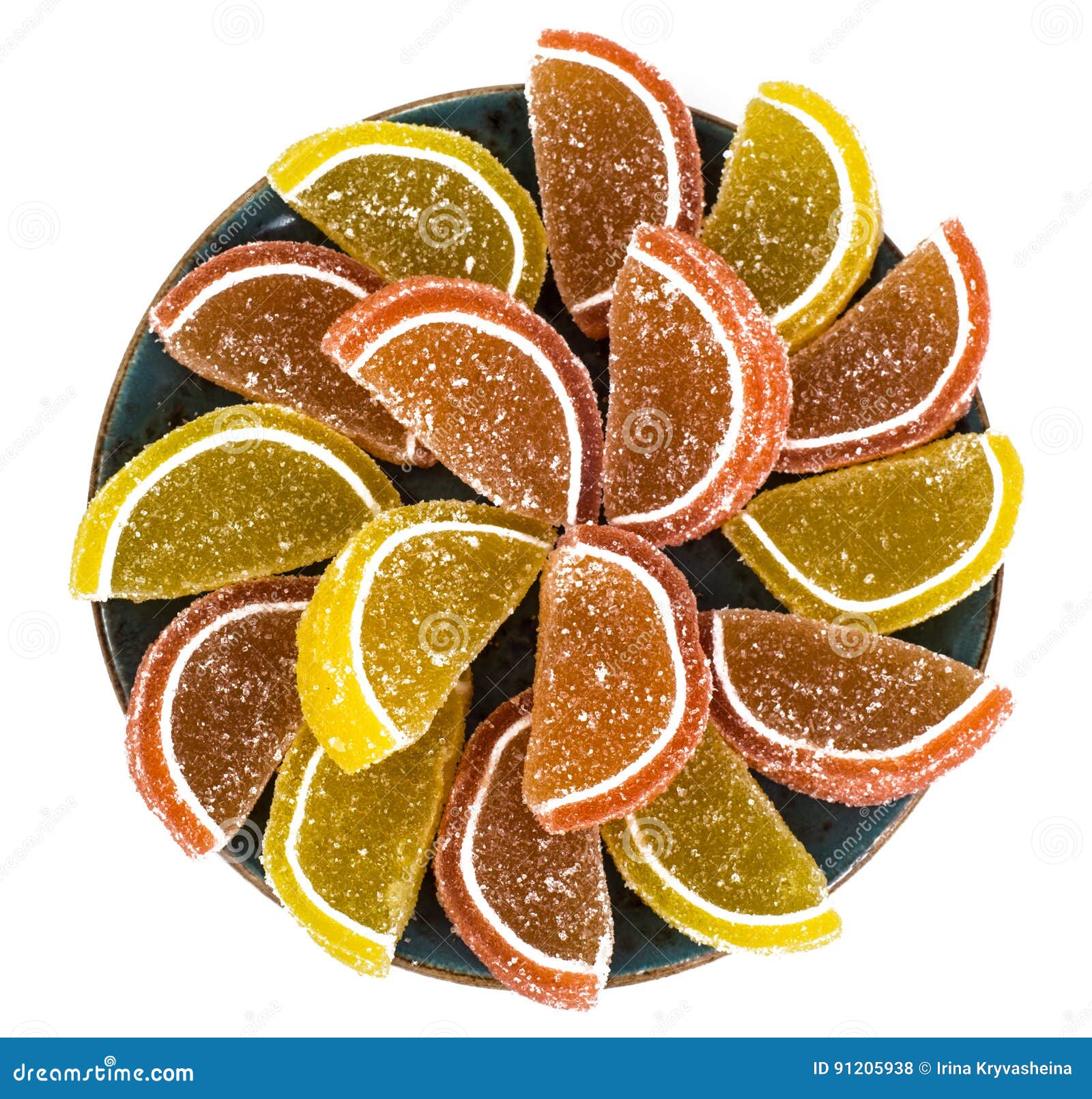 Orange and Lemon Jelly Slices on White Background Stock Photo Image