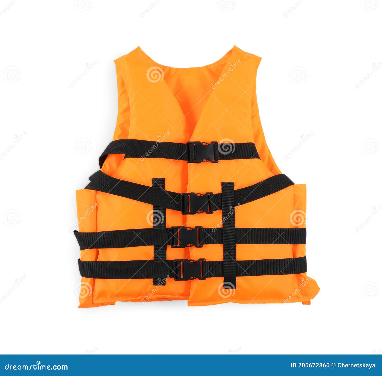 Orange Life Jacket Isolated on White. Personal Flotation Device Stock