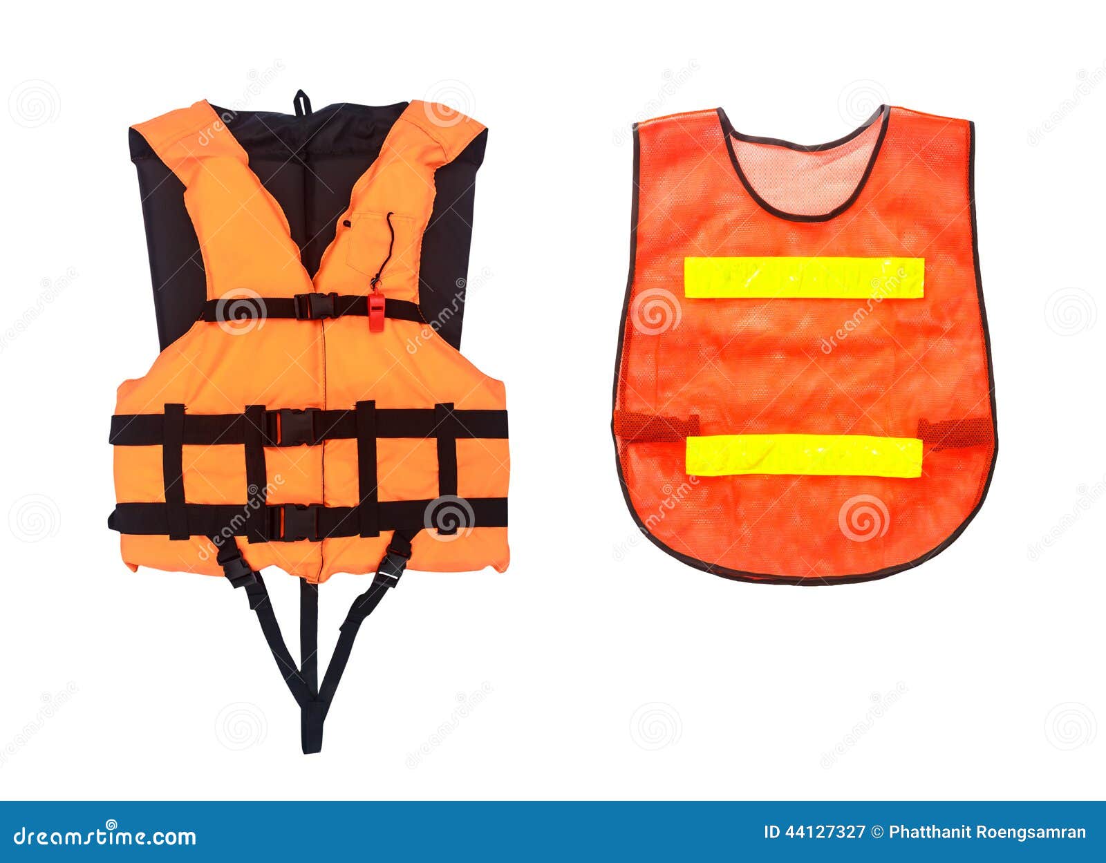 Orange Life Jacket and Orange Vest Isolated on White, Clipping Stock ...