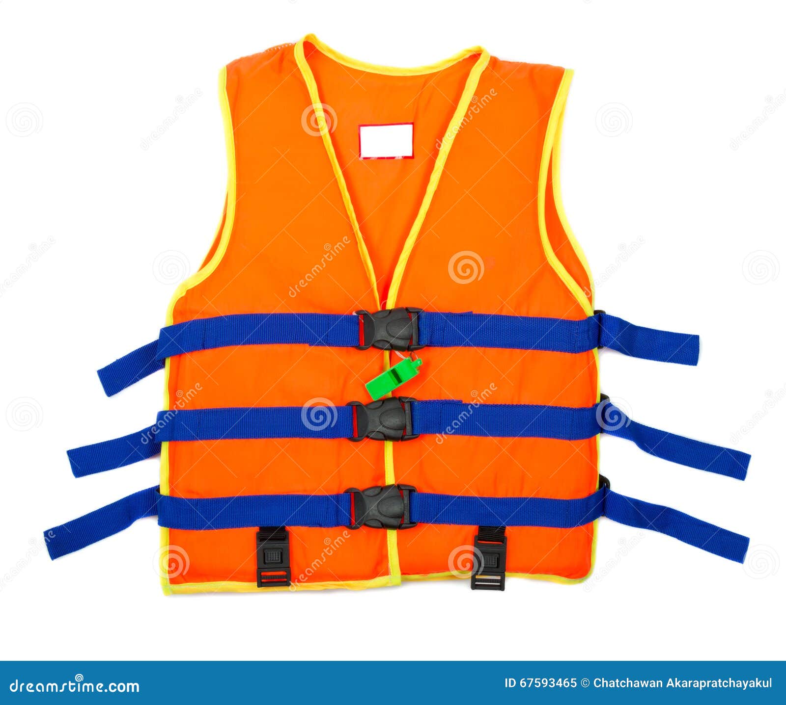 Orange Life Jacket with Whistle Isolated on White Background Stock ...