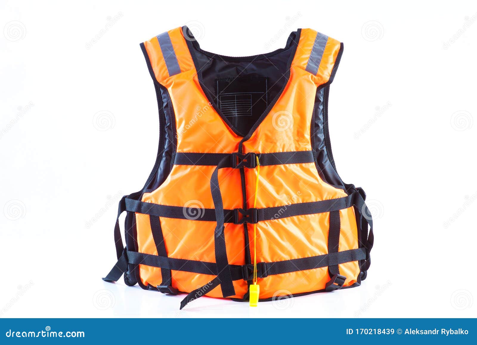 Orange Life Jacket on White Background, Vest Undone, Isolated Stock ...