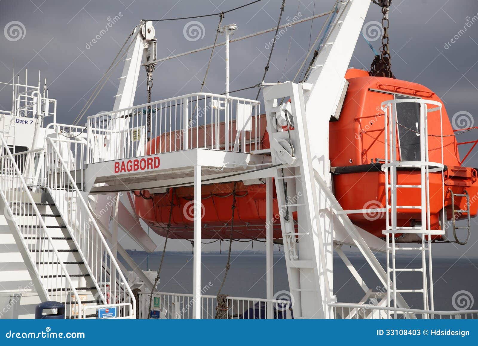 Orange Lifeboat stock image. Image of lifeboat, railing 33108403