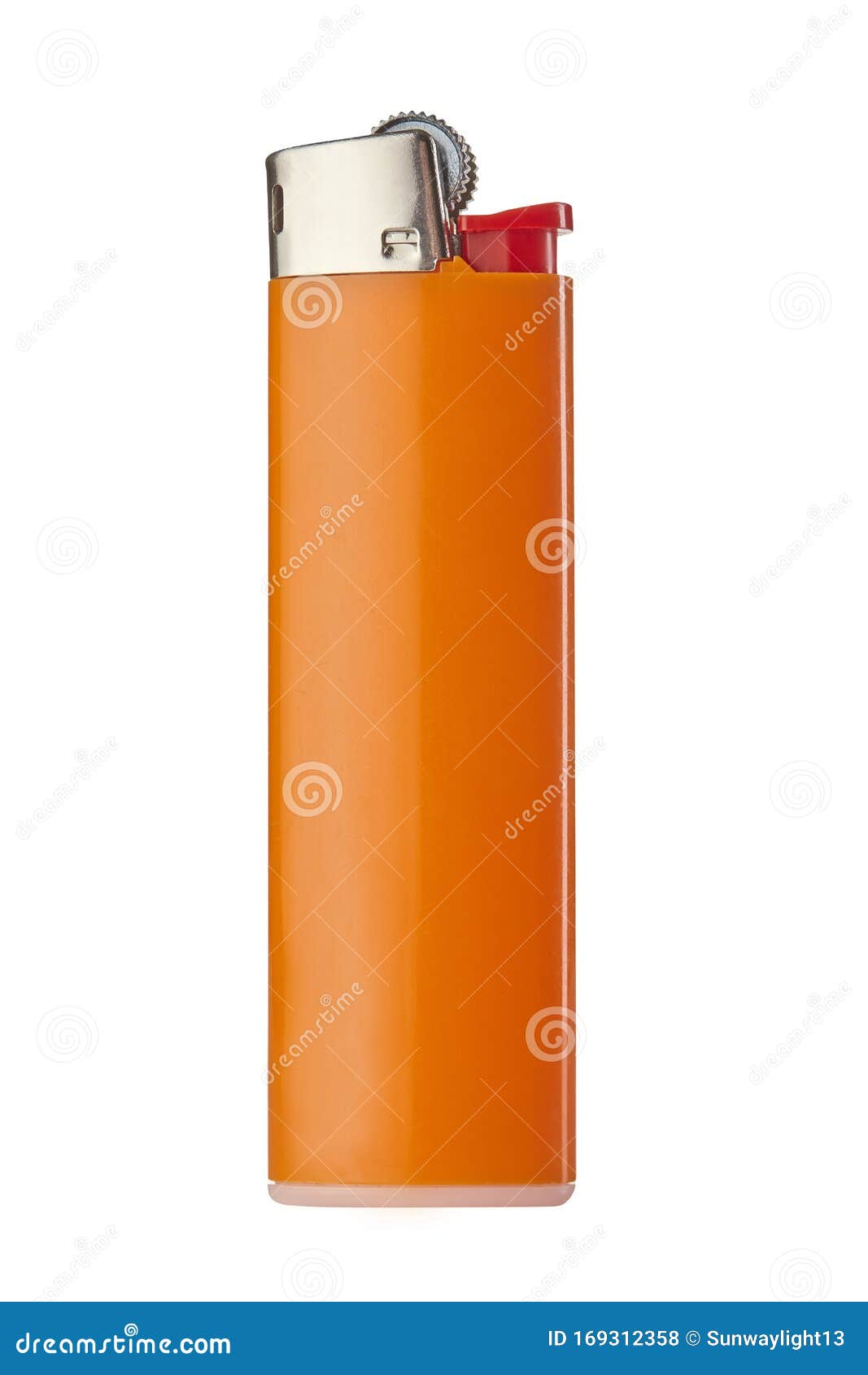 Orange Lighter Isolated on White. Close Up Stock Photo Image of