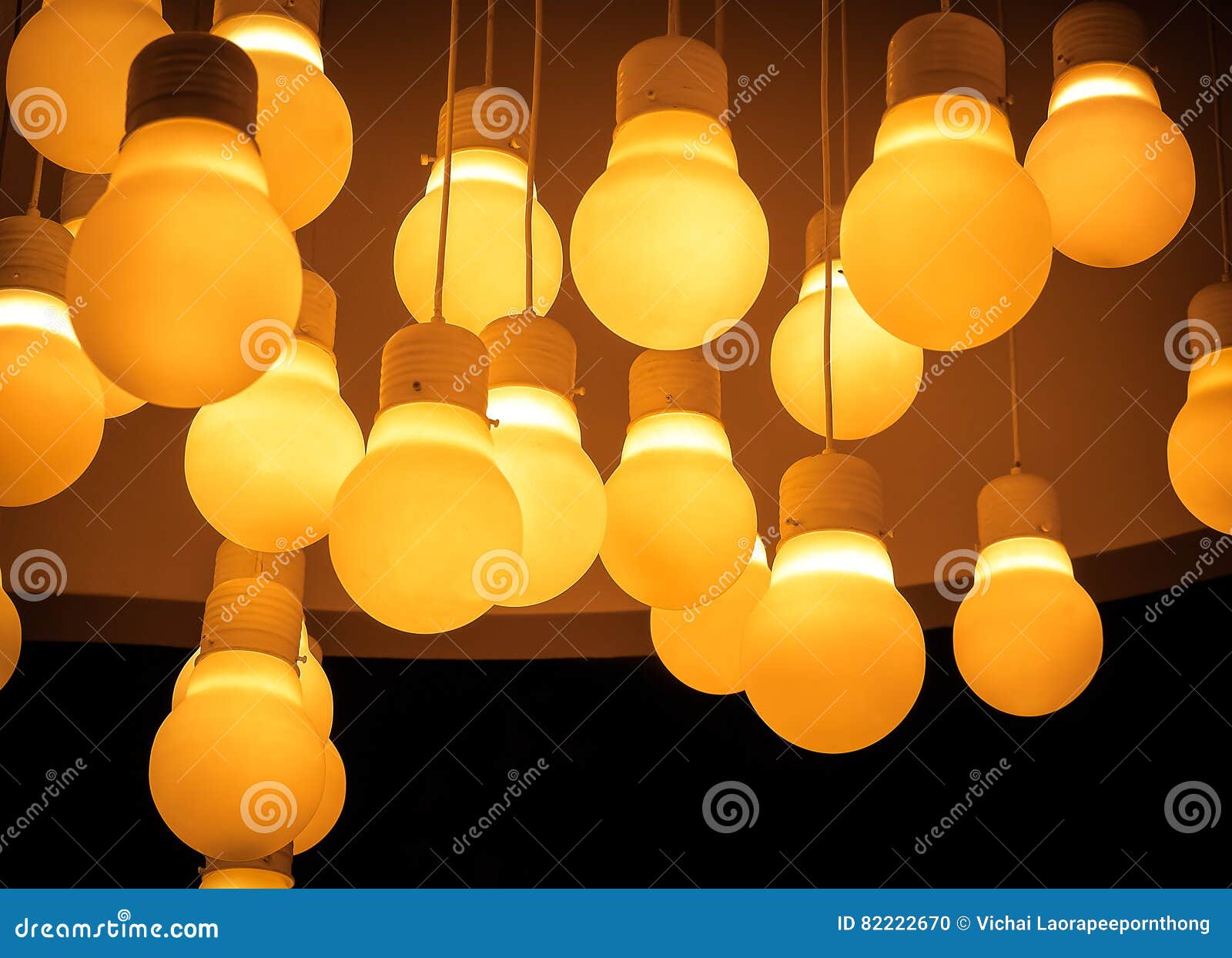 Orange Lighting Ball Hanging From The Ceiling Stock Photo Image