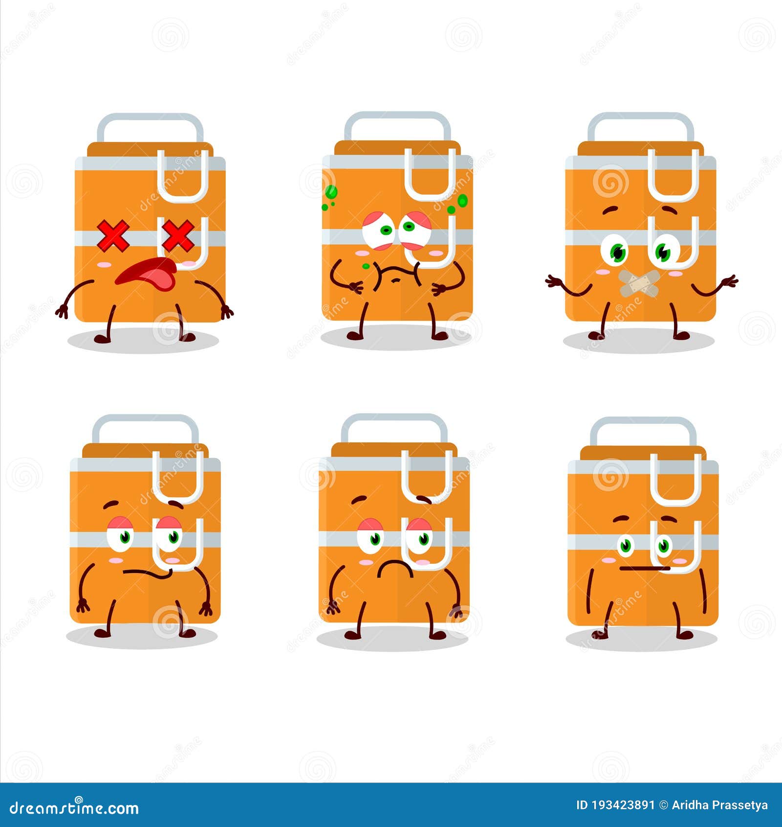 Orange Lunch Box Cartoon Character with Nope Expression Stock Vector