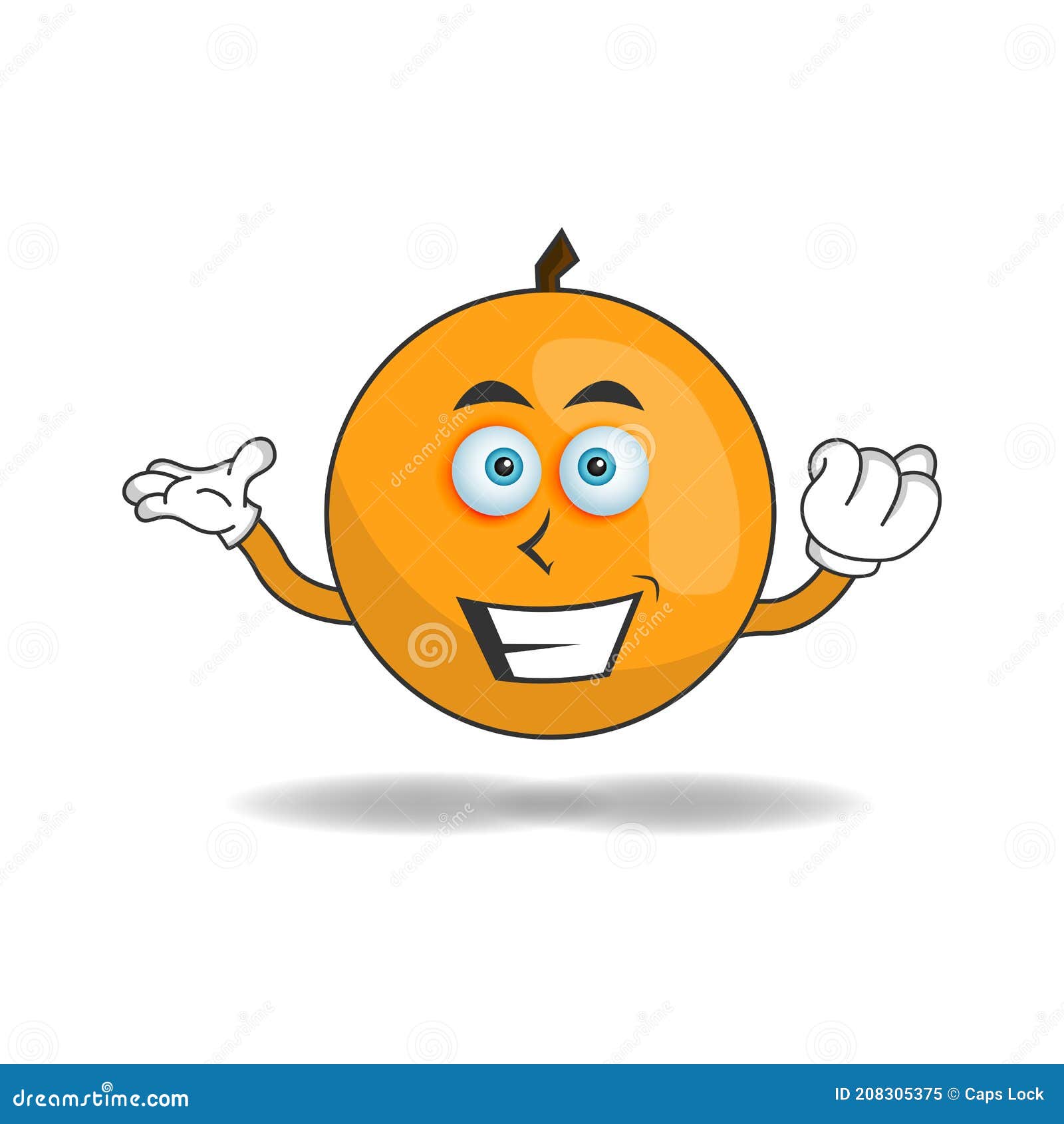 Orange Mascot Character with Smile Expression. Vector Illustration