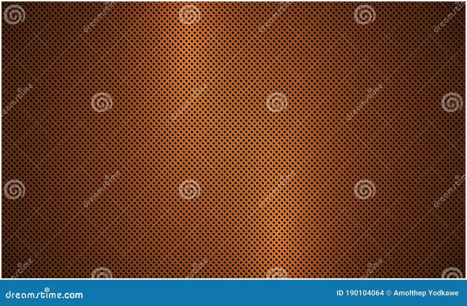 Orange Metal Background with Perforation. Illustration. Raster Version