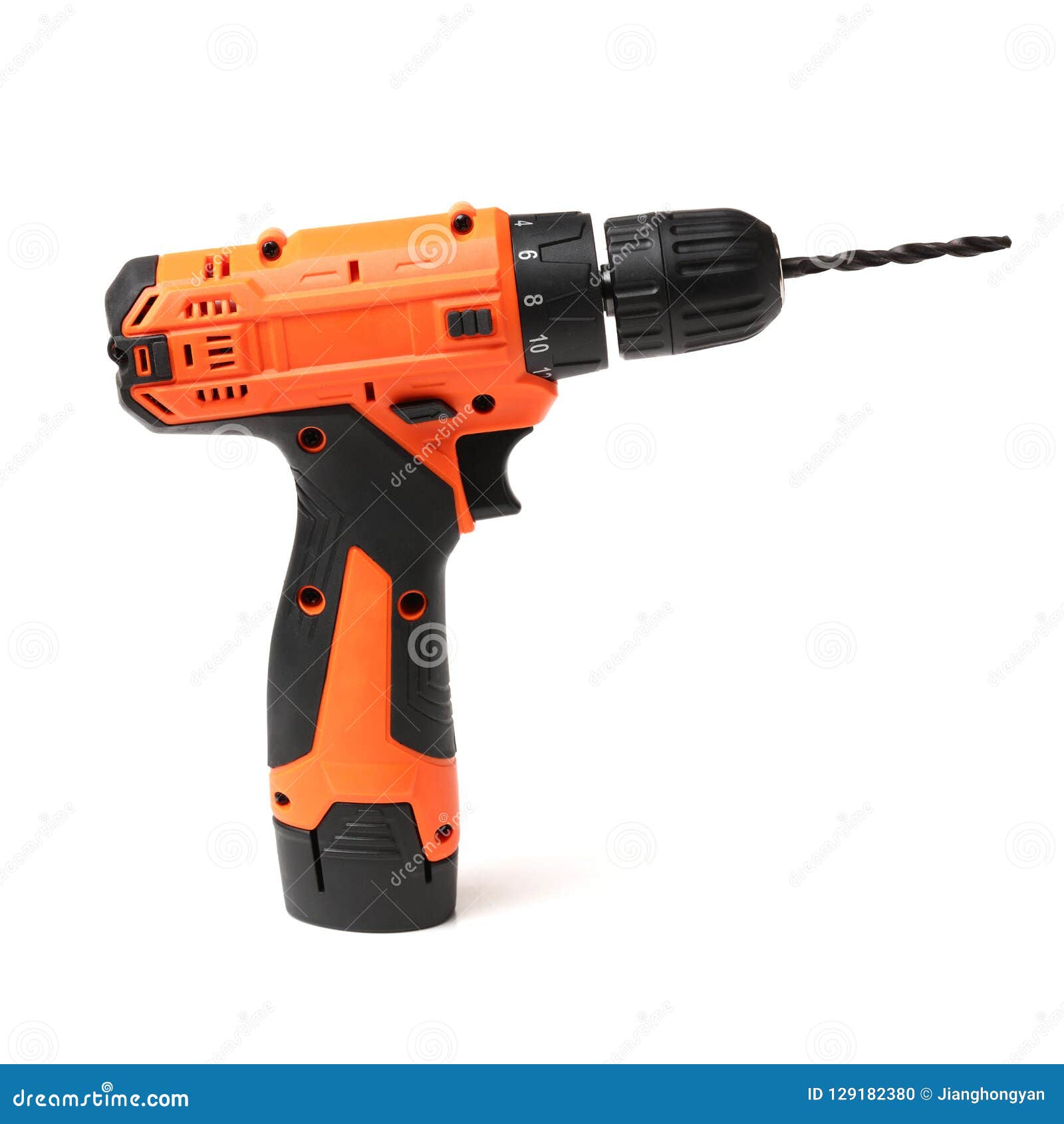 Orange mini Portable drill stock photo. Image of background - 129182380