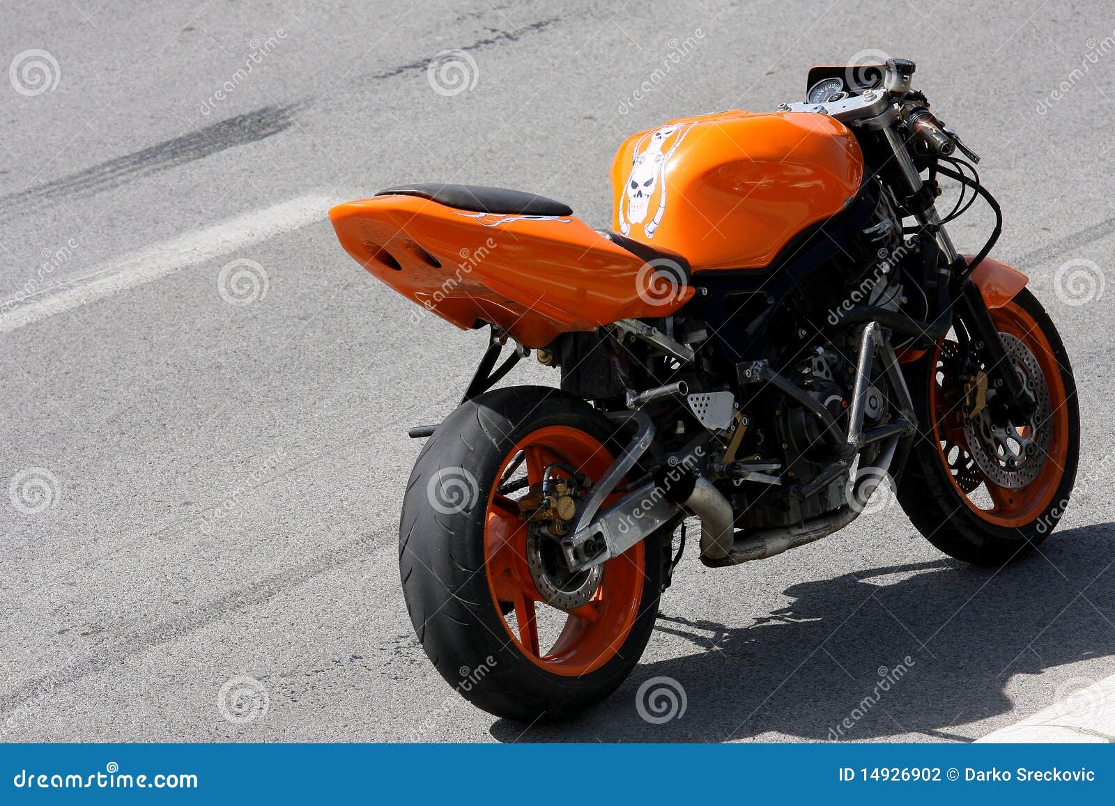 Orange motorcycle stock photo. Image of motorcycle, road 14926902