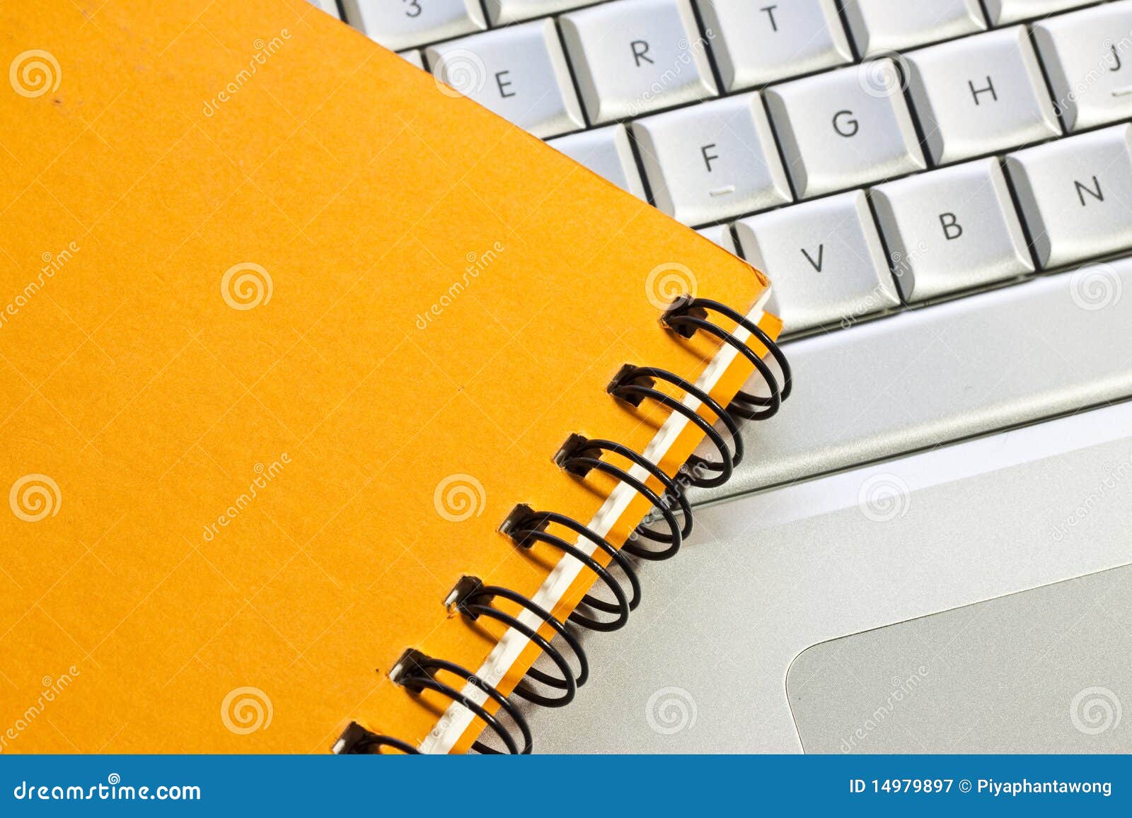 Orange Notebook and Keyboard Stock Image Image of orange, memo 14979897