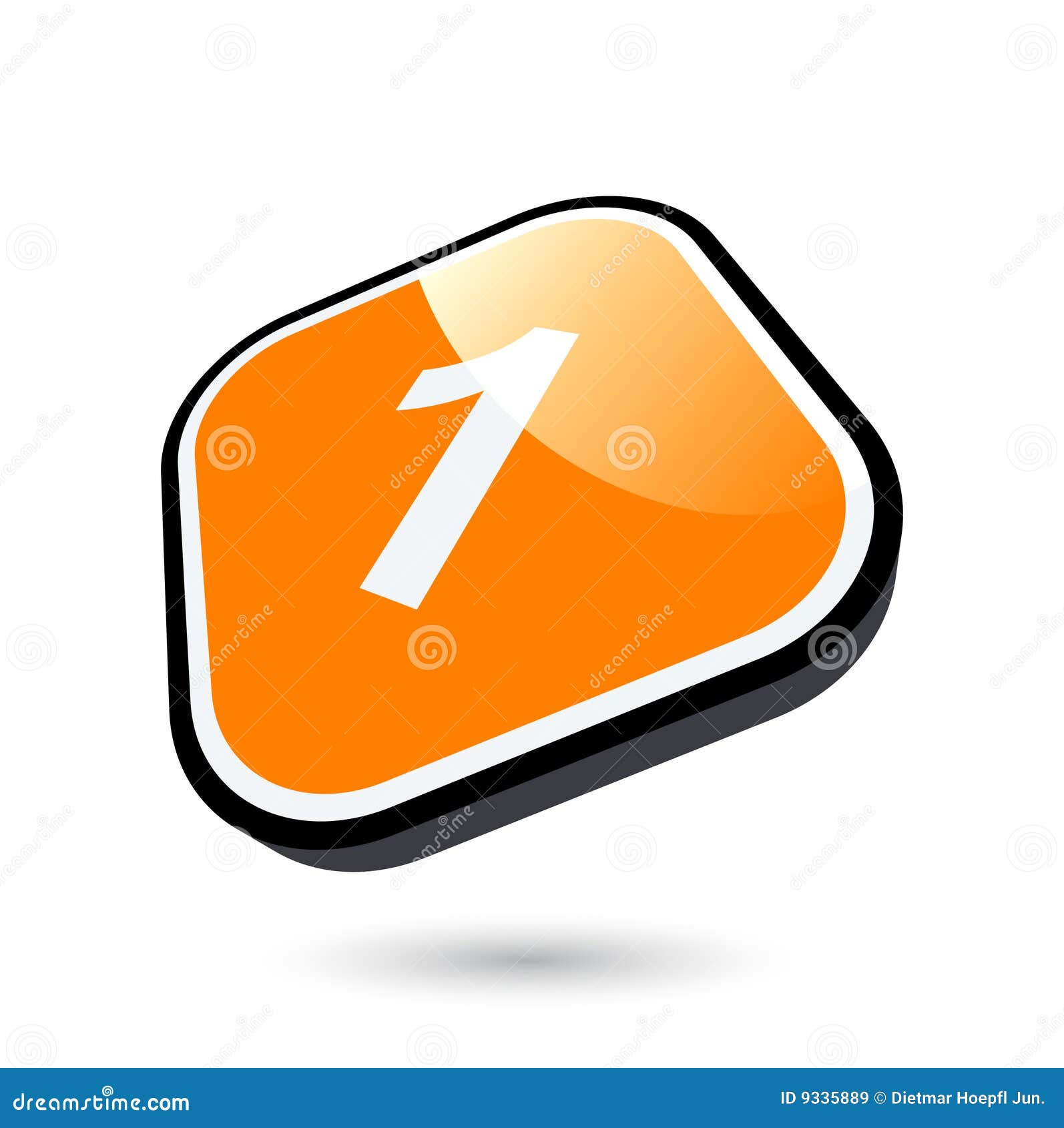 Orange number one button stock vector. Illustration of single - 9335889