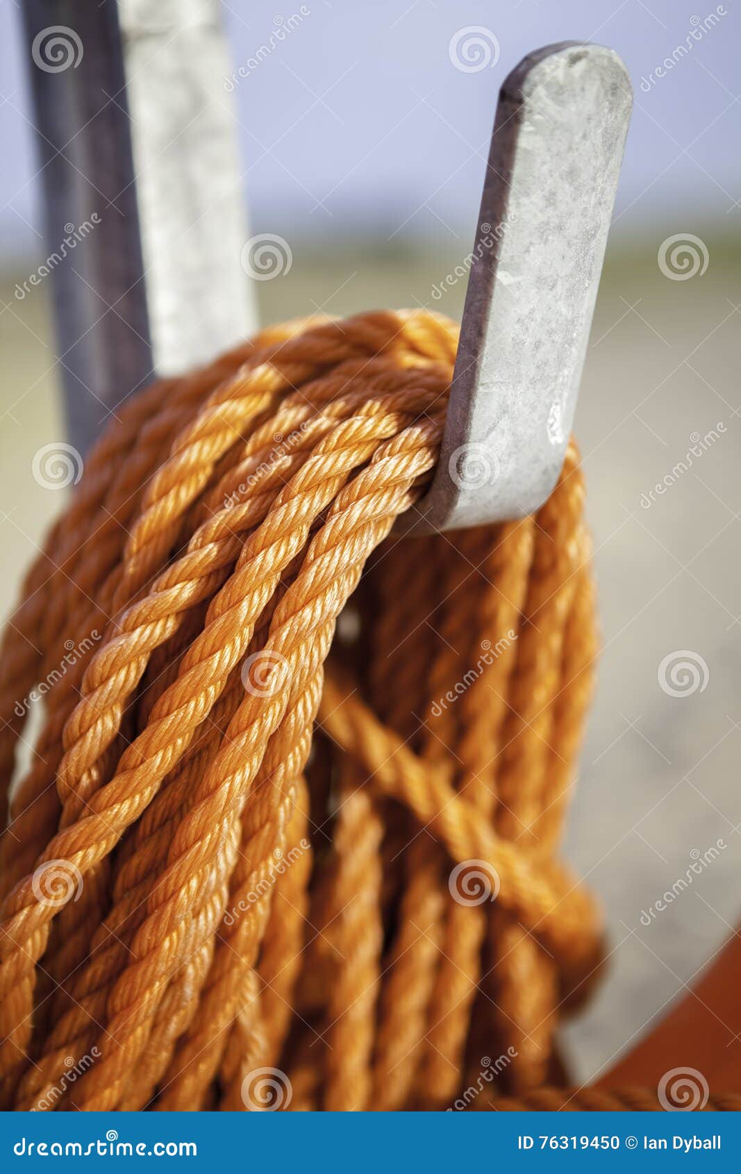 Orange Nylon Safety Rope Coiled on Metal Hook Stock Photo - Image of nylon,  rope: 76319450