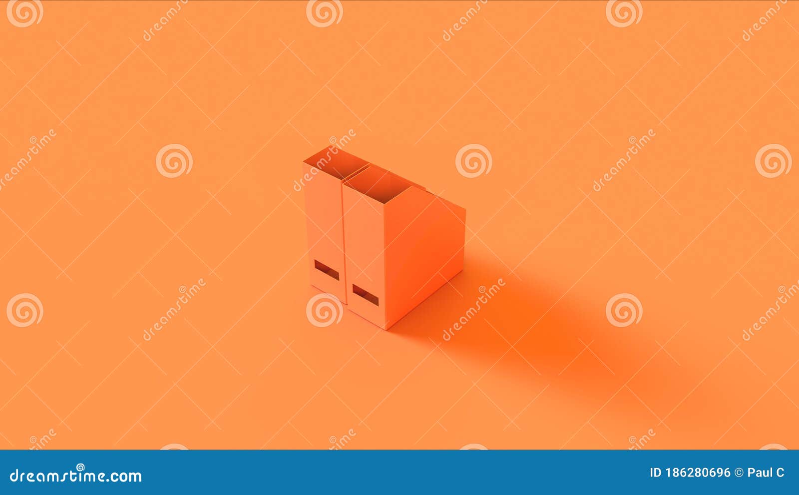Orange Office Empty Vertical Box Files Stock Illustration