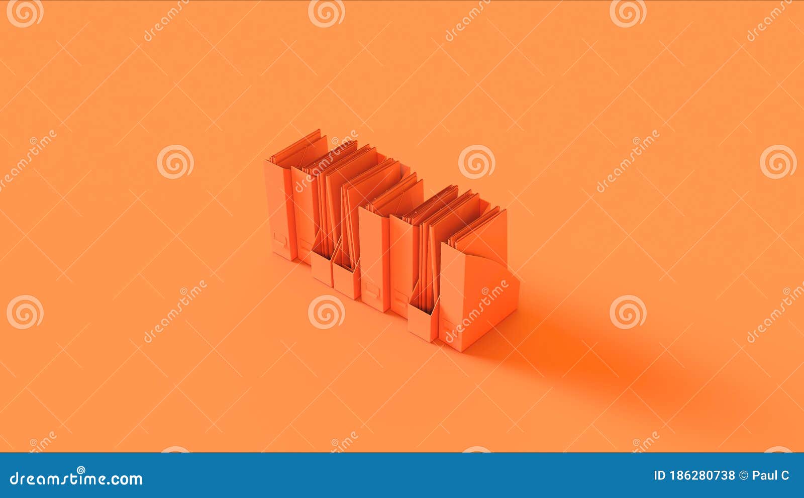 Orange Office Empty Vertical Box Files Stock Illustration